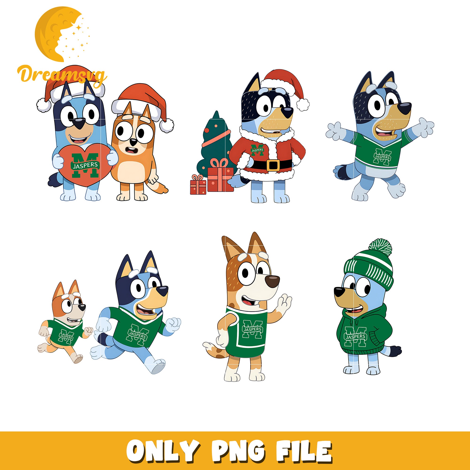 Bluey bingo cartoon bundle png, Manhattan Jaspers png, ncaa png
