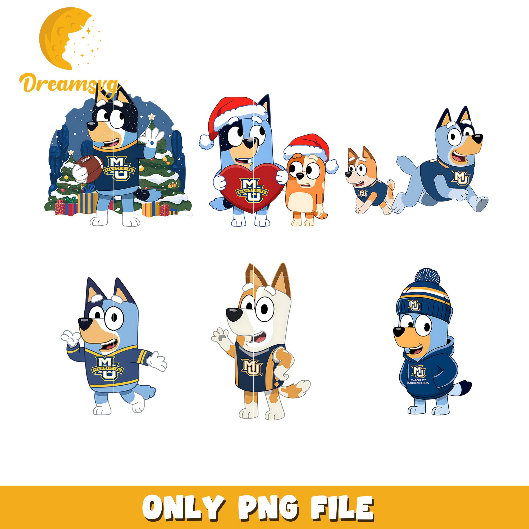 Bluey and bingo bundle png, Marquette Golden Eagles png, ncaa png
