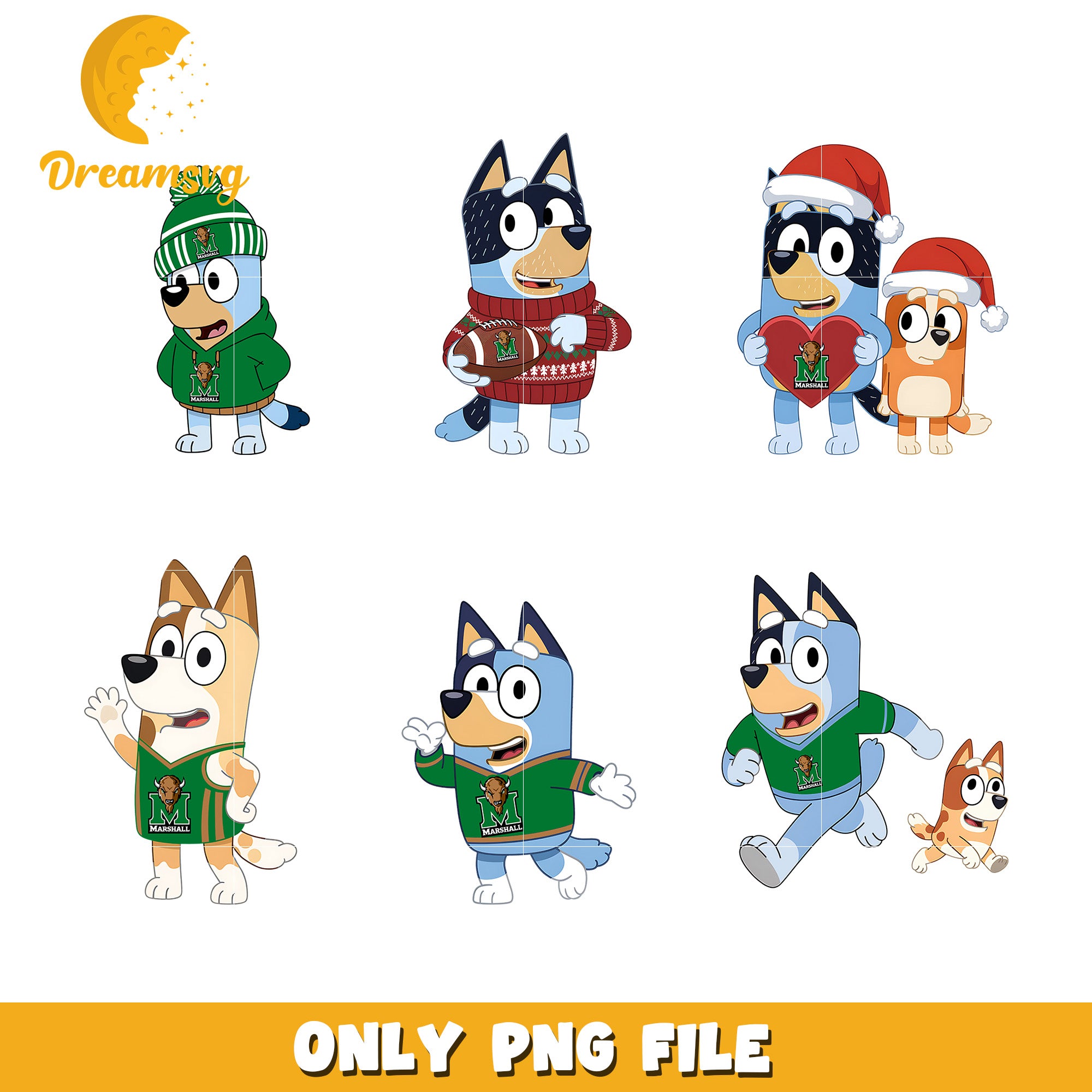 Bingo Bingo love ncaa bundle png, Marshall Thundering Herd png