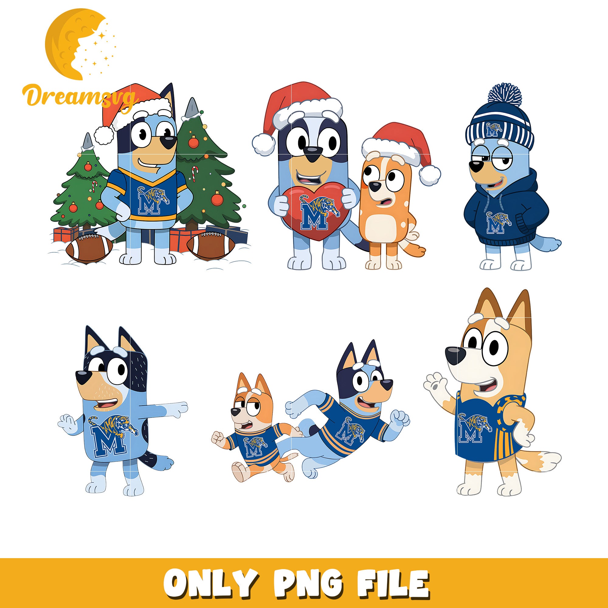 Bingo Bluey merry christmas day bundle png, Mercer Bears png