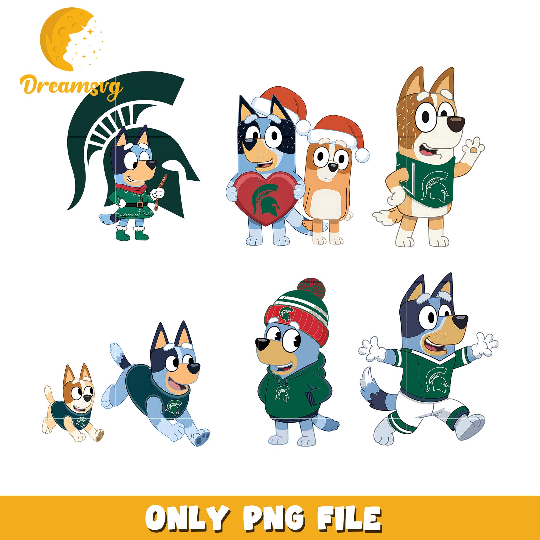 Bingo Bluey christmas bundle png, Michigan State Spartans png, ncaa png