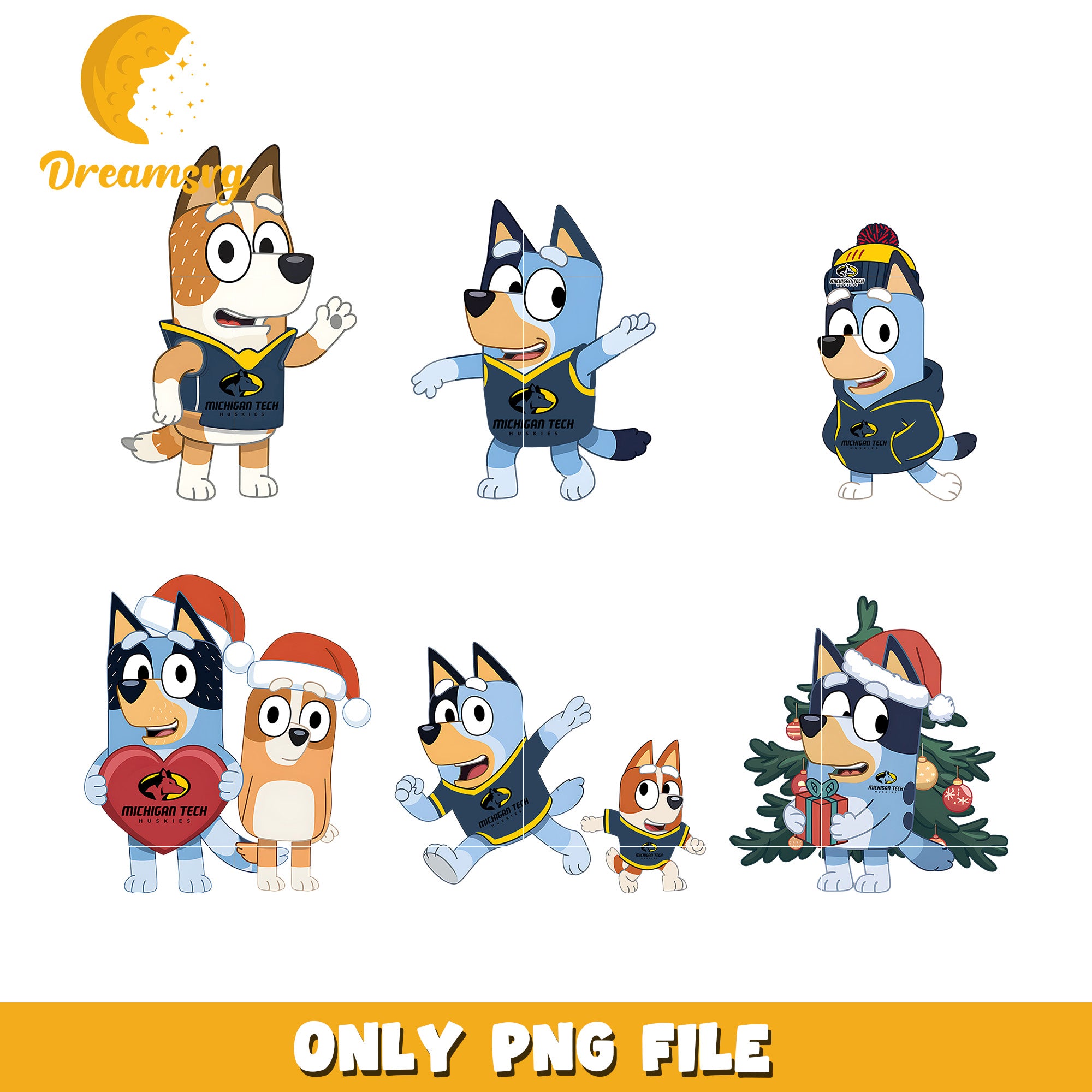 Bingo Bluey bundle png, Michigan Tech Huskies png, ncaa png