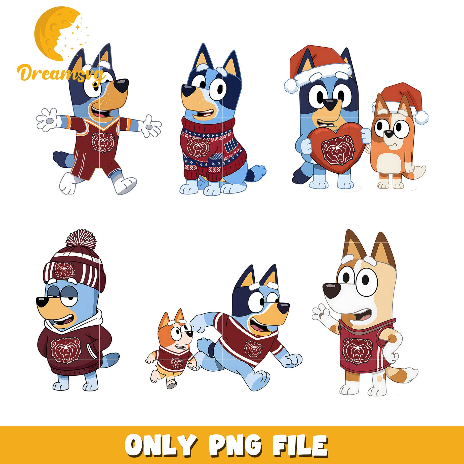 Bluey and Bingo love ncaa bundle png, Missouri State Bears png
