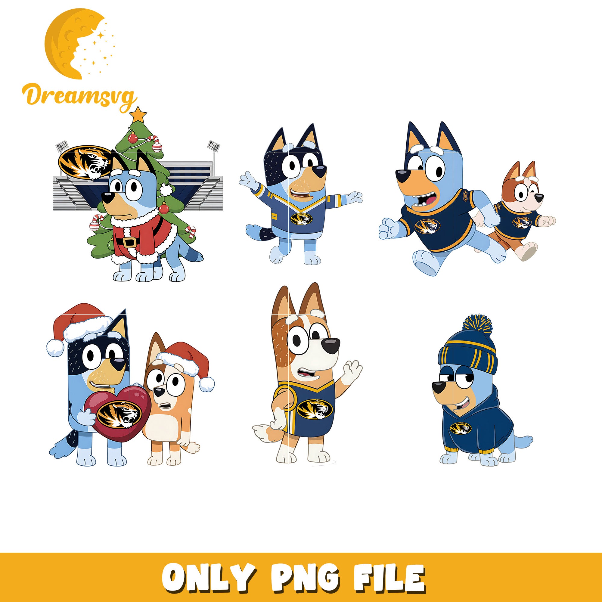 Bluey and Bingo ncaa fan bundle png, Missouri Tigers png