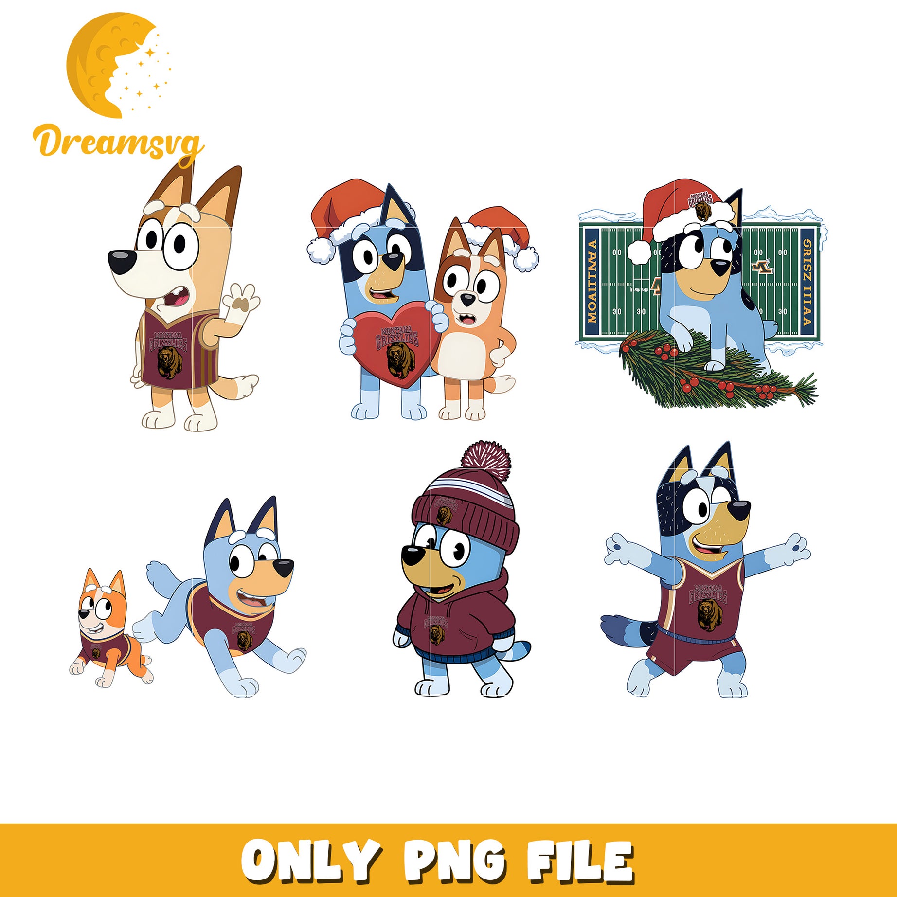 Bluey and Bingo ncaa team bundle png, Montana Grizzlies png, ncaa png
