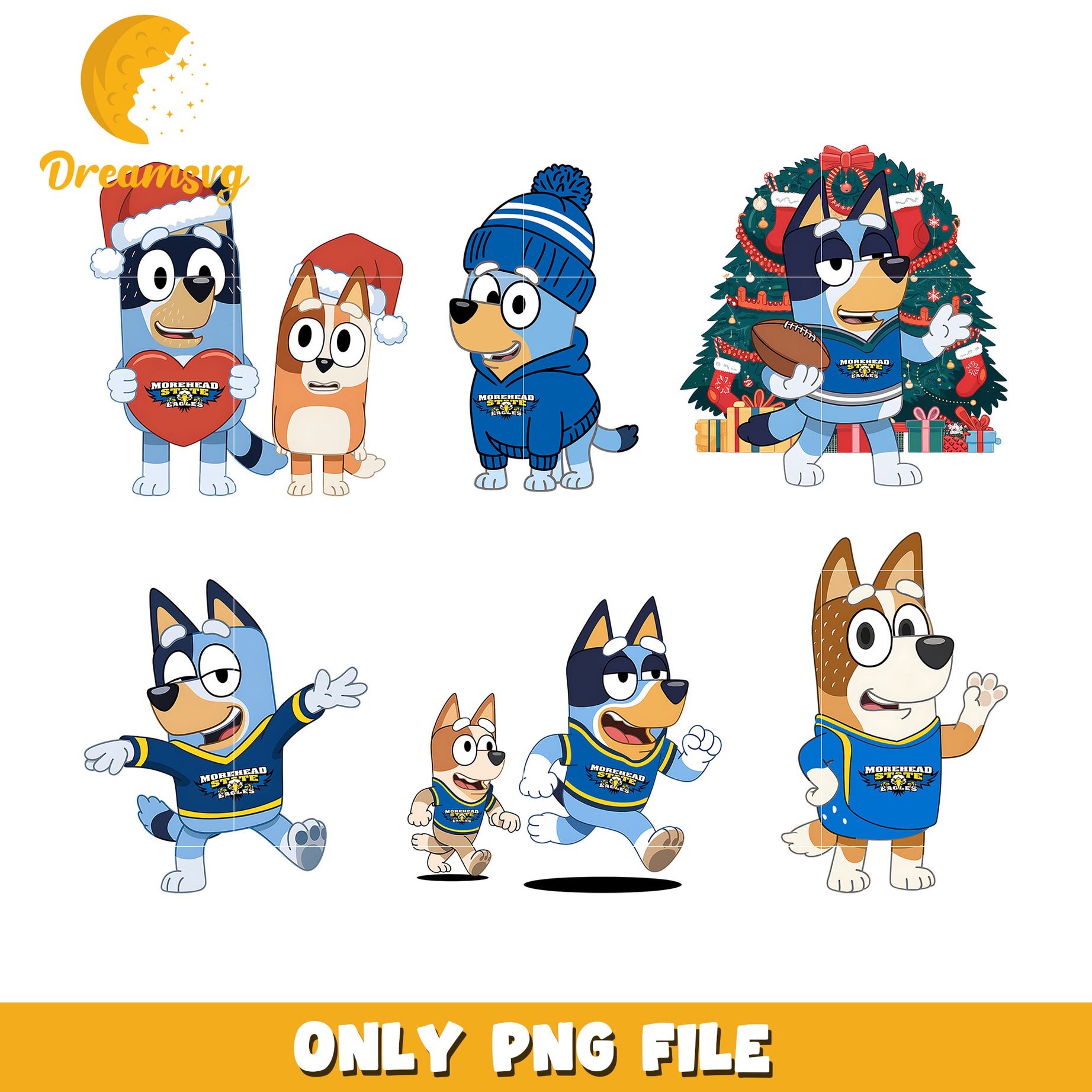 Bluey merry christmas bundle png, Morehead State Eagles png