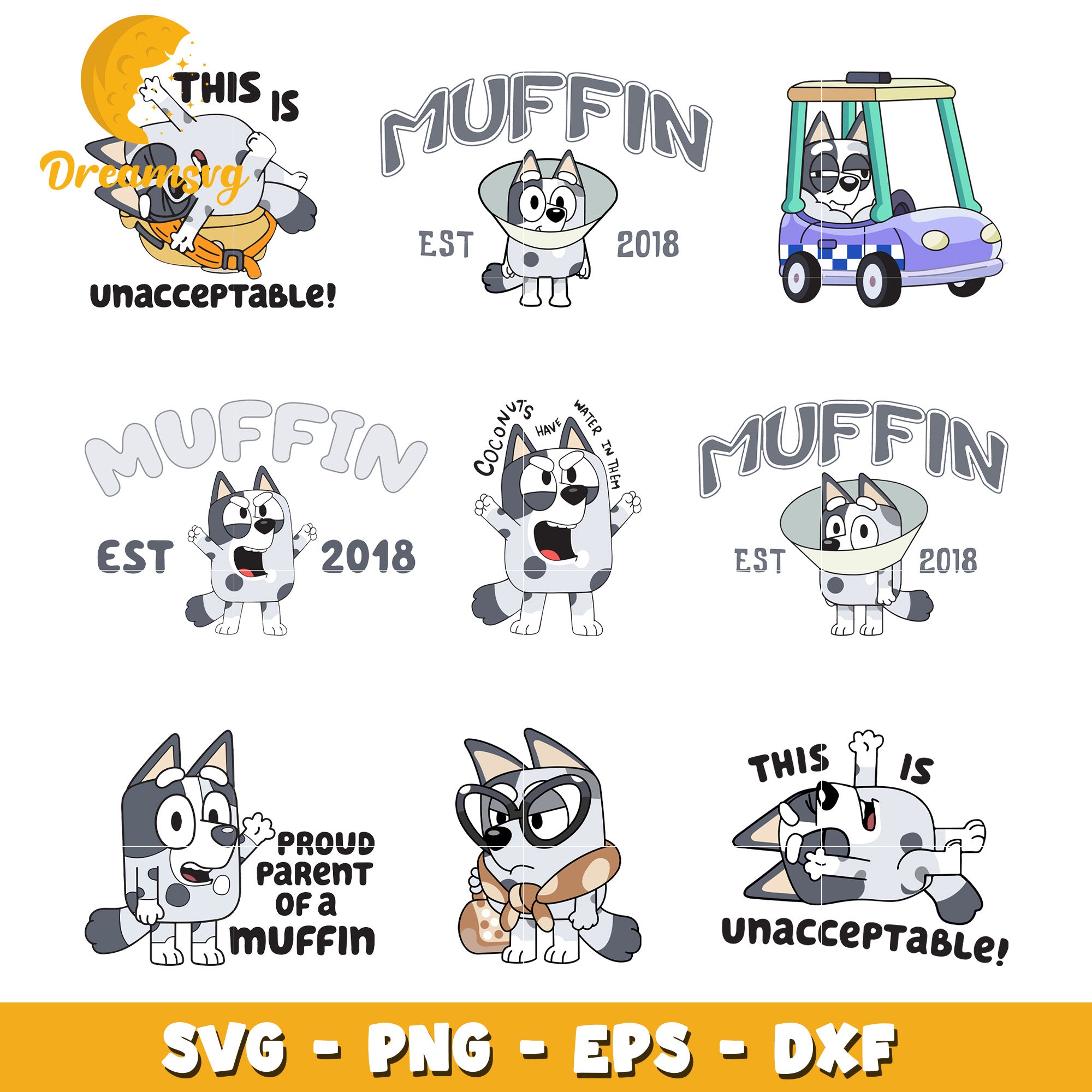 Muffin est 2018 design bundle svg, muffin from bluey​ svg