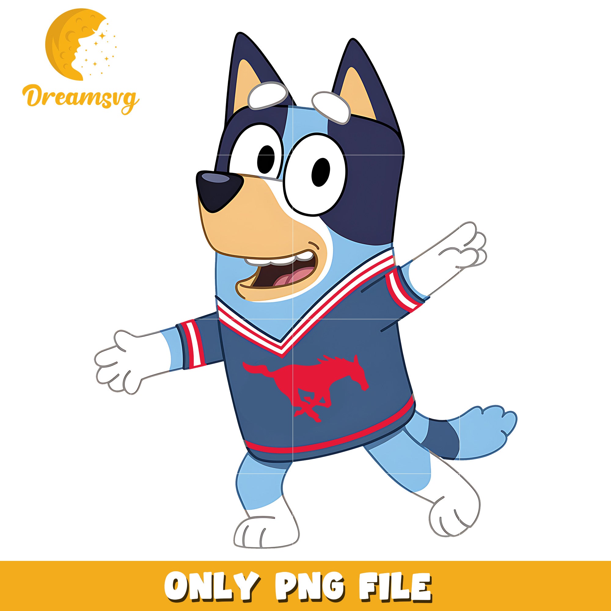 Bluey Mustangs ncaa fan png, SMU Mustangs png, ncaa png