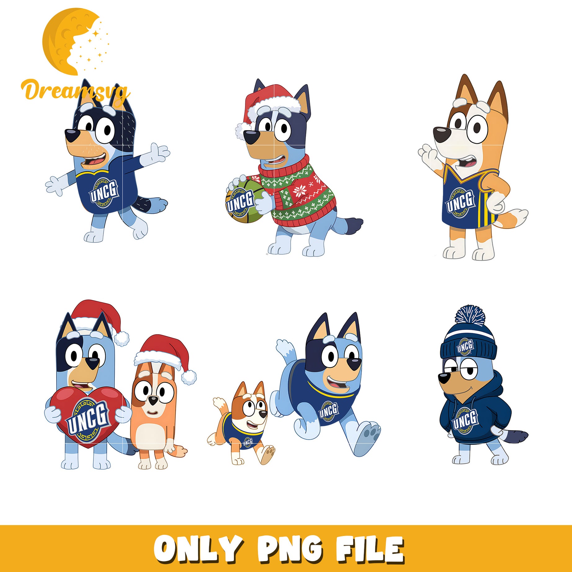 Bluey logo ncaa team bundle png, NC Greensboro Spartans png