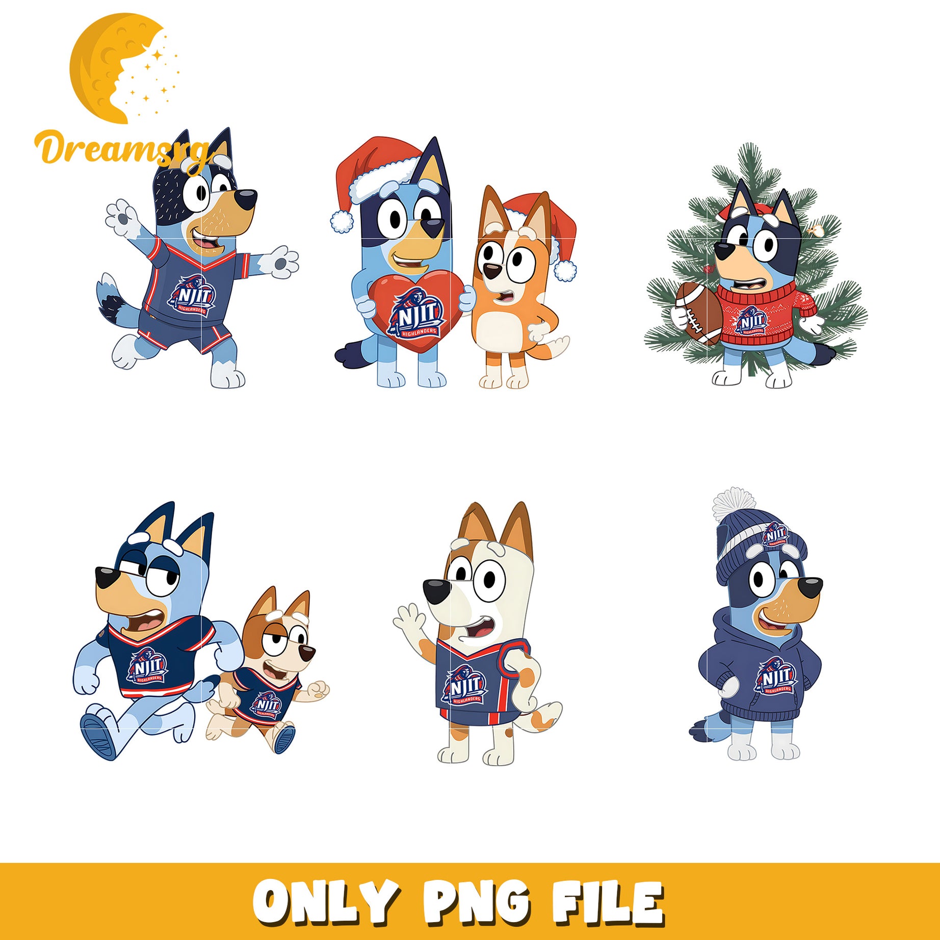 Bingo Bluey characters bundle png, NJIT Highlanders png