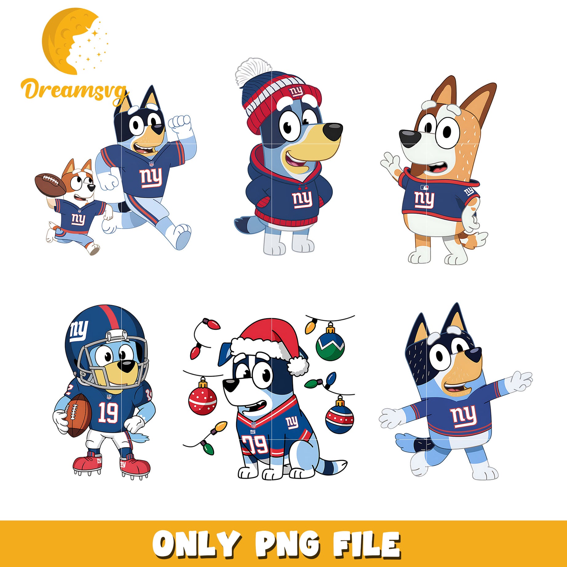 Bluey bingo logo nfl bundle png, New York Giants png, nfl png