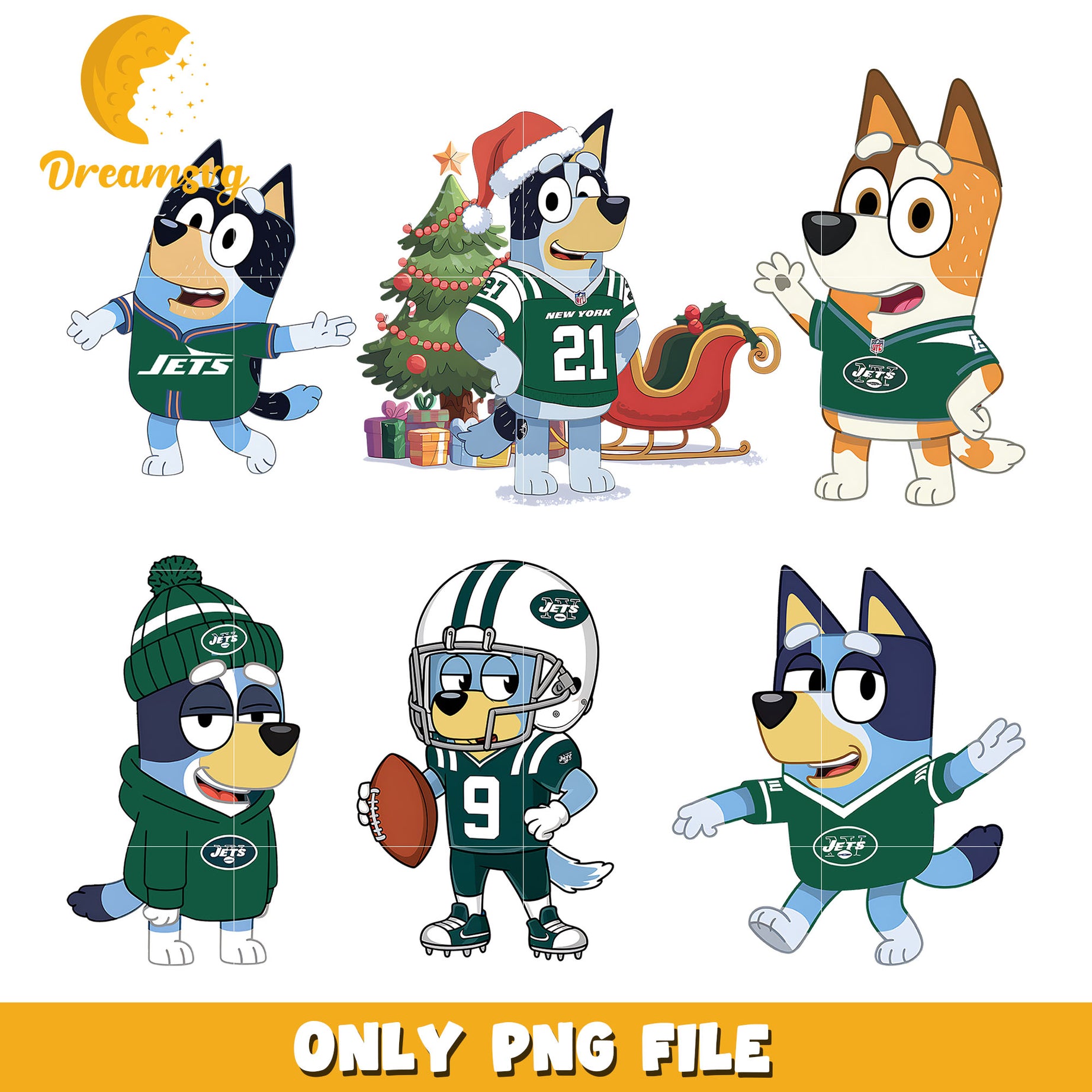 Bluey bingo characters bundle png, New York Jets png, nfl png