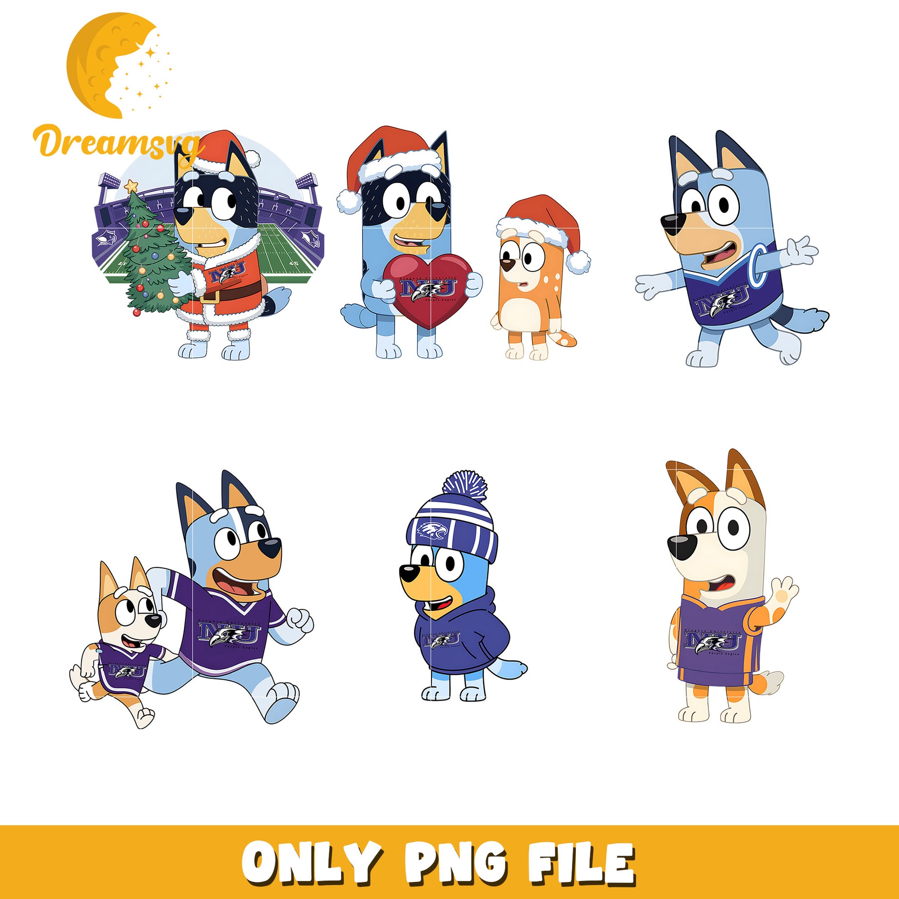 Bingo Bluey cartoon characters bundle png, Niagara Purple Eagles png