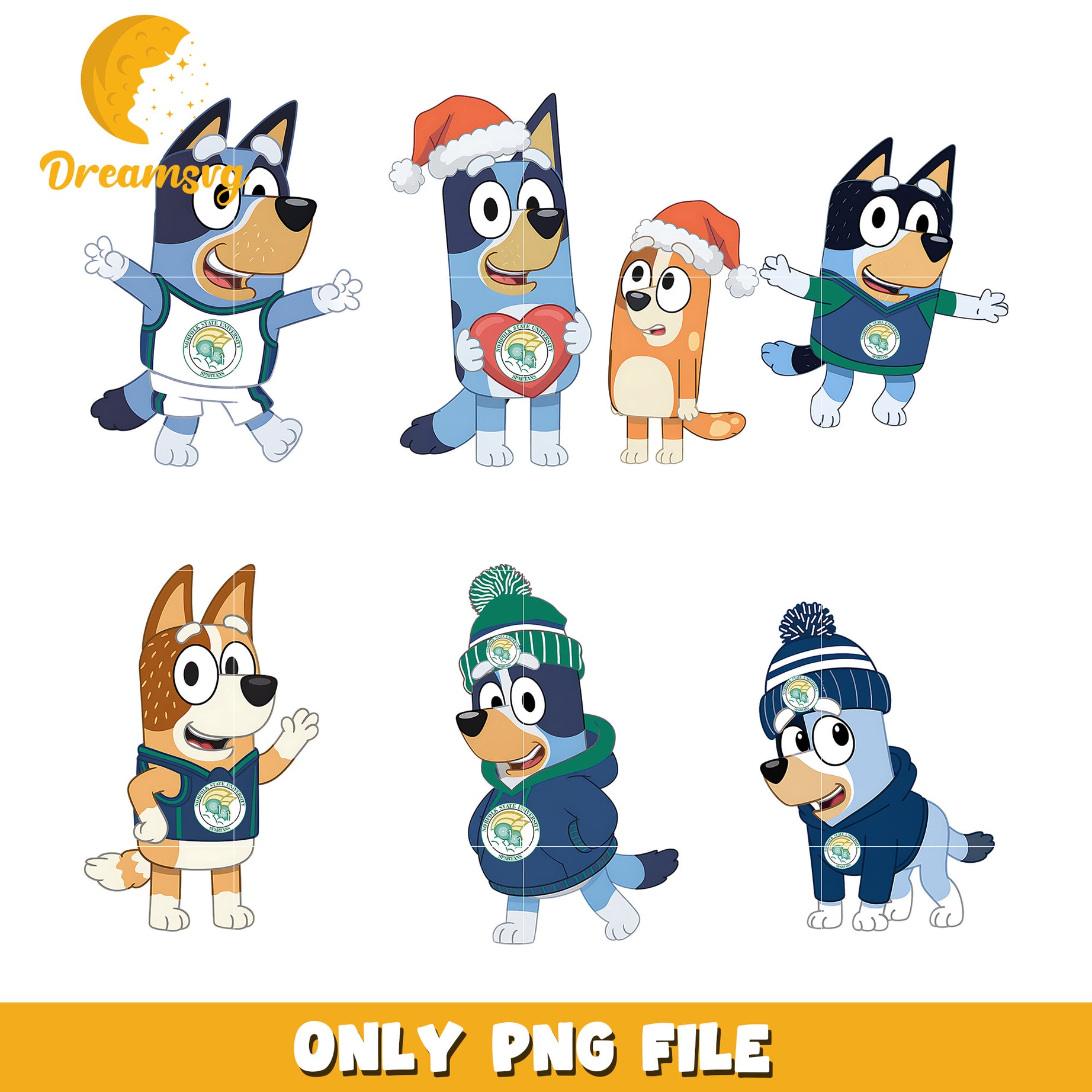 Bingo Bluey cartoon bundle png, Norfolk State Spartans png