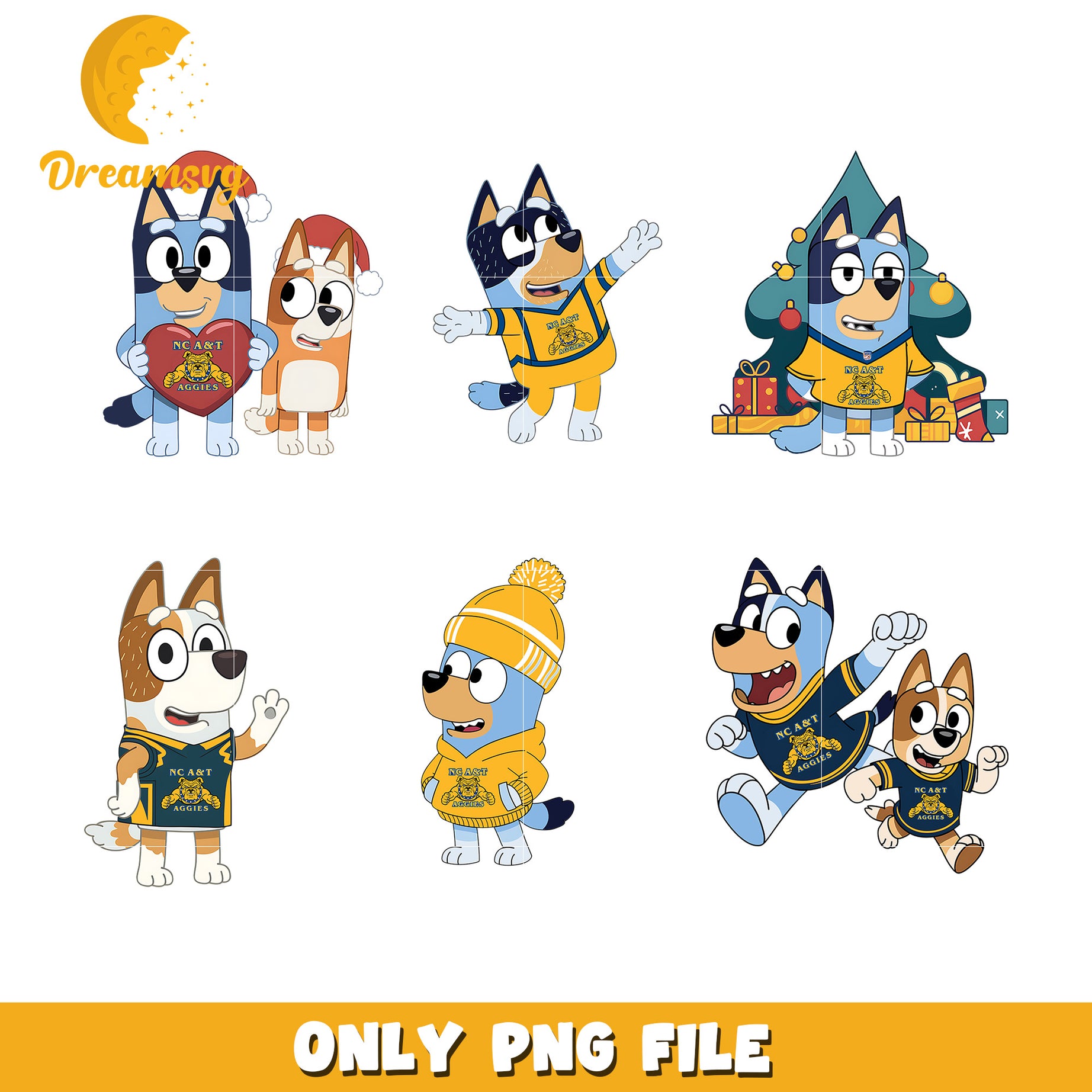 Bluey Bingo characters bundle png, North Carolina A&T Aggies png