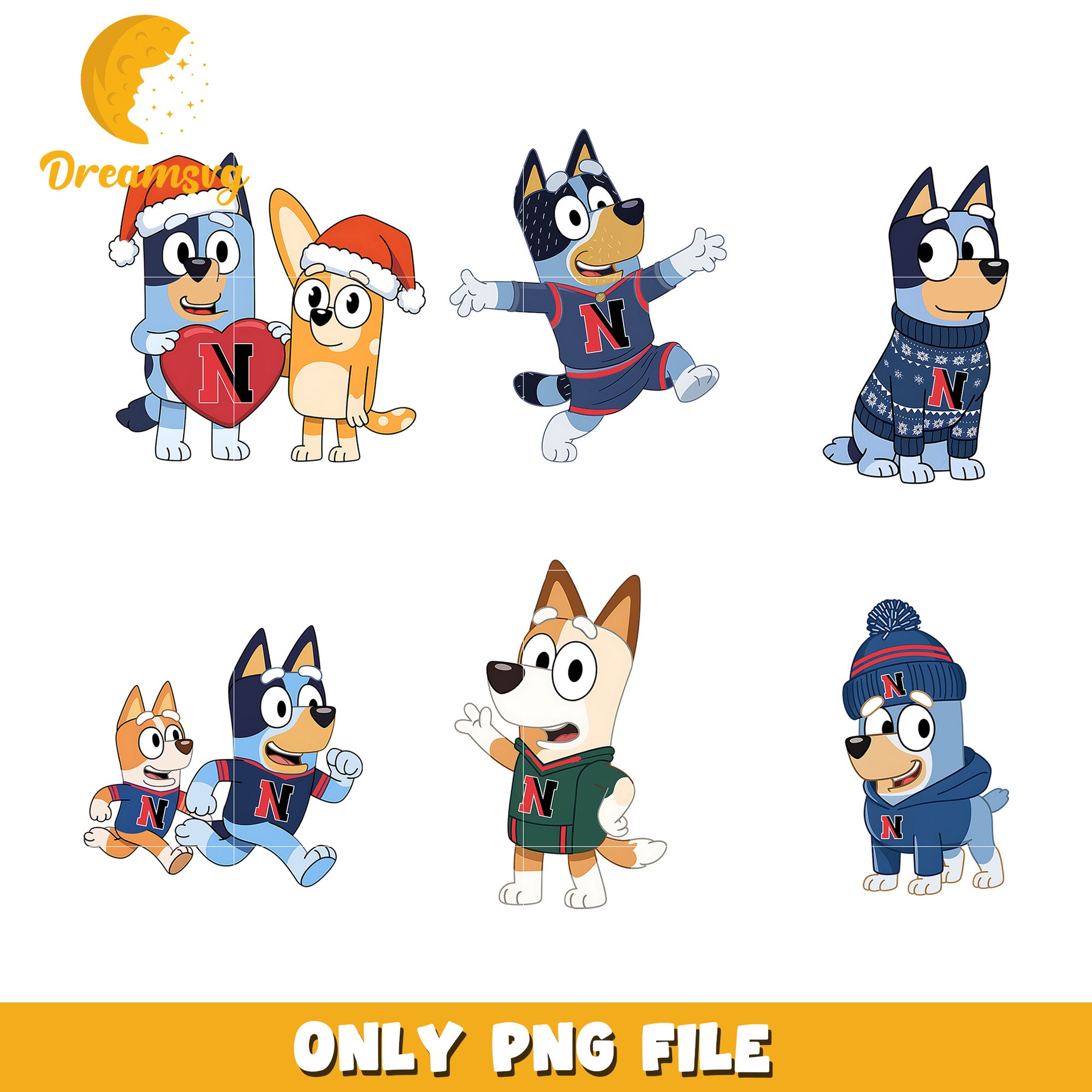 Bluey Bingo ncaa logo design bundle png, Northeastern Huskies png