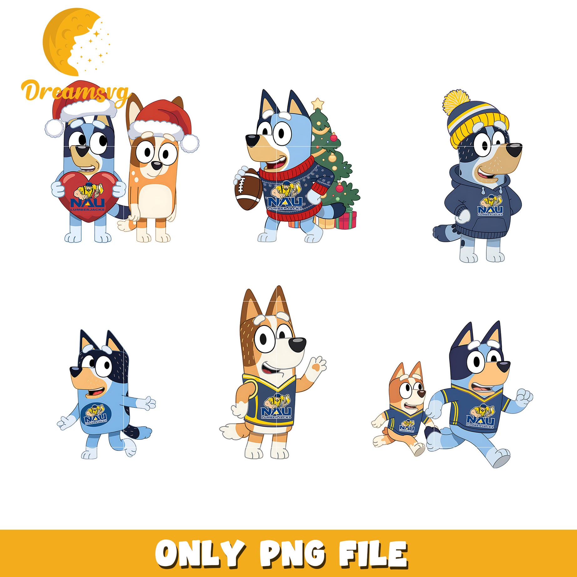 Bluey Bingo characters bundle png, Northern Arizona Lumberjacks png