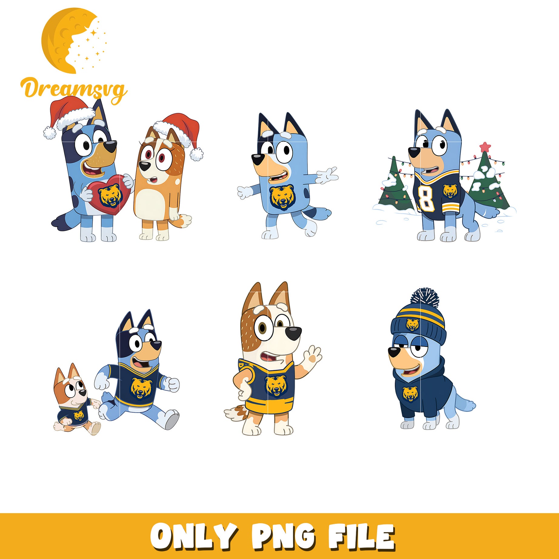 Bluey Bingo cartoon bundle png, Northern Colorado Bears png