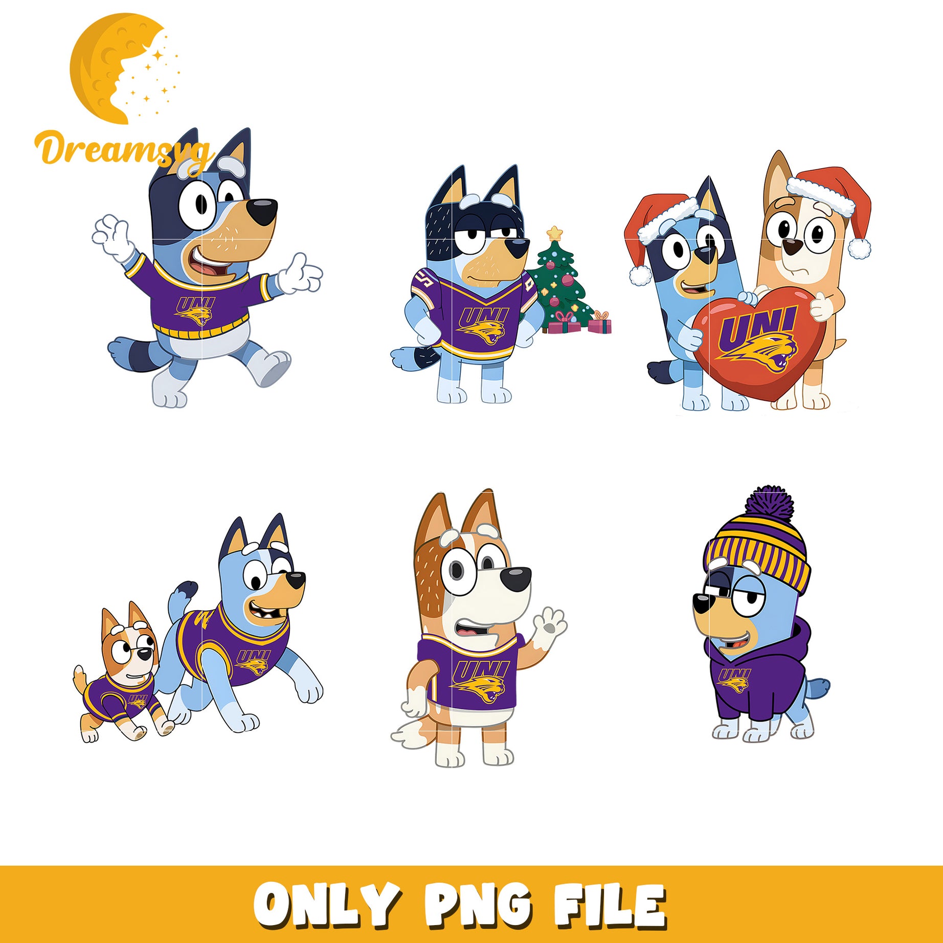 Bluey Bingo characters bundle png, Northern Iowa Panthers png