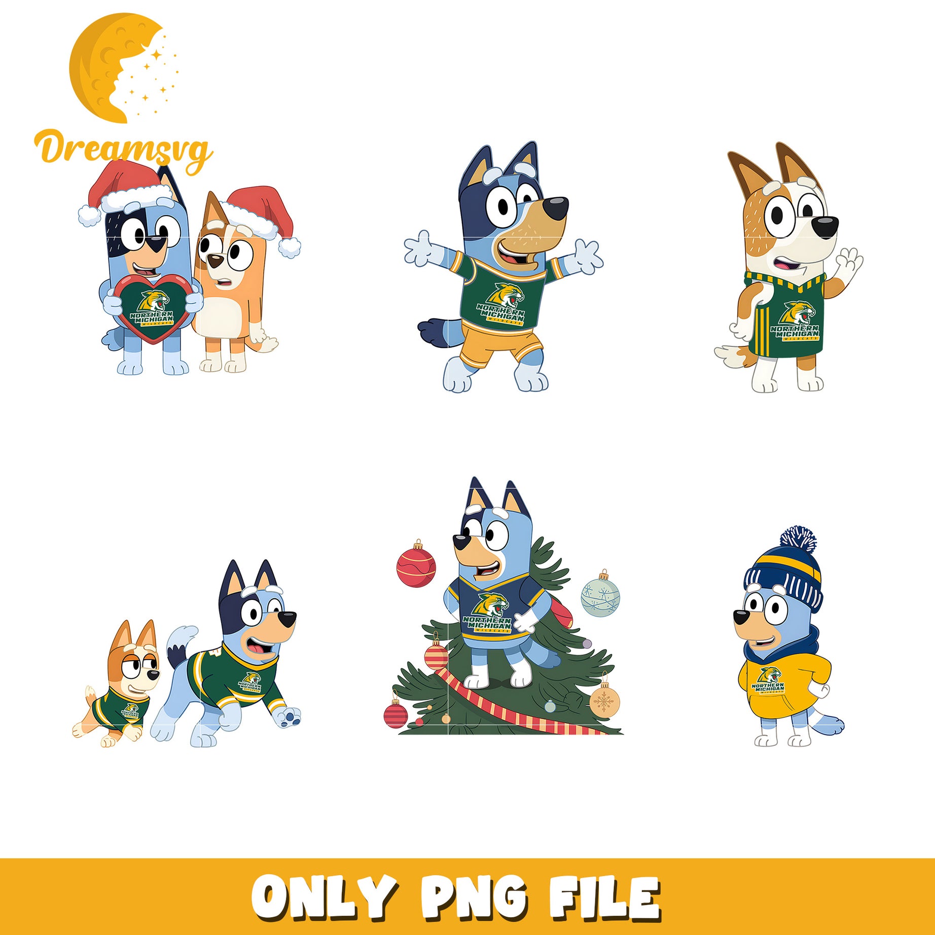 Bluey character bundle png, Northern Michigan Wildcats png