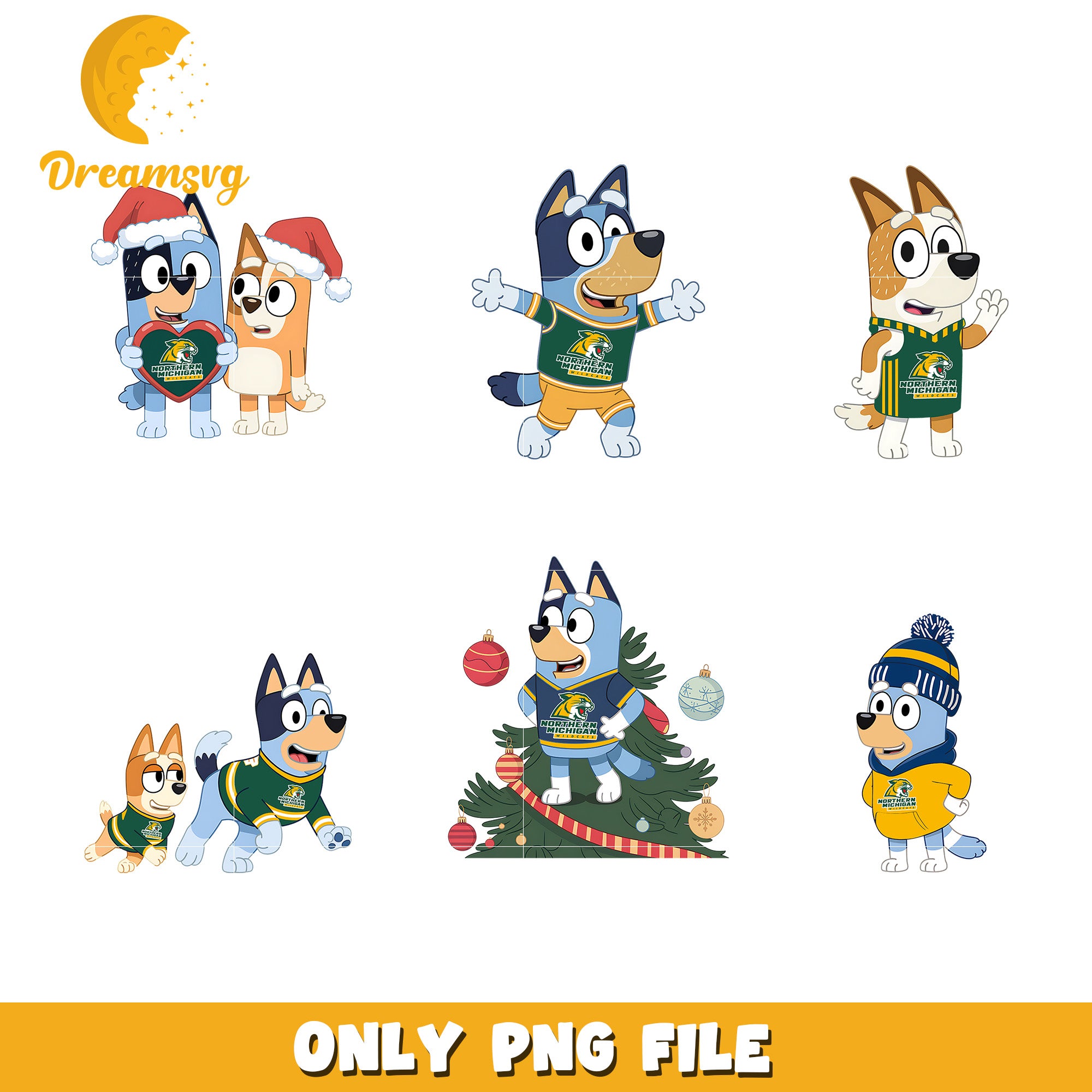 Bluey character bundle png, Northern Michigan Wildcats png