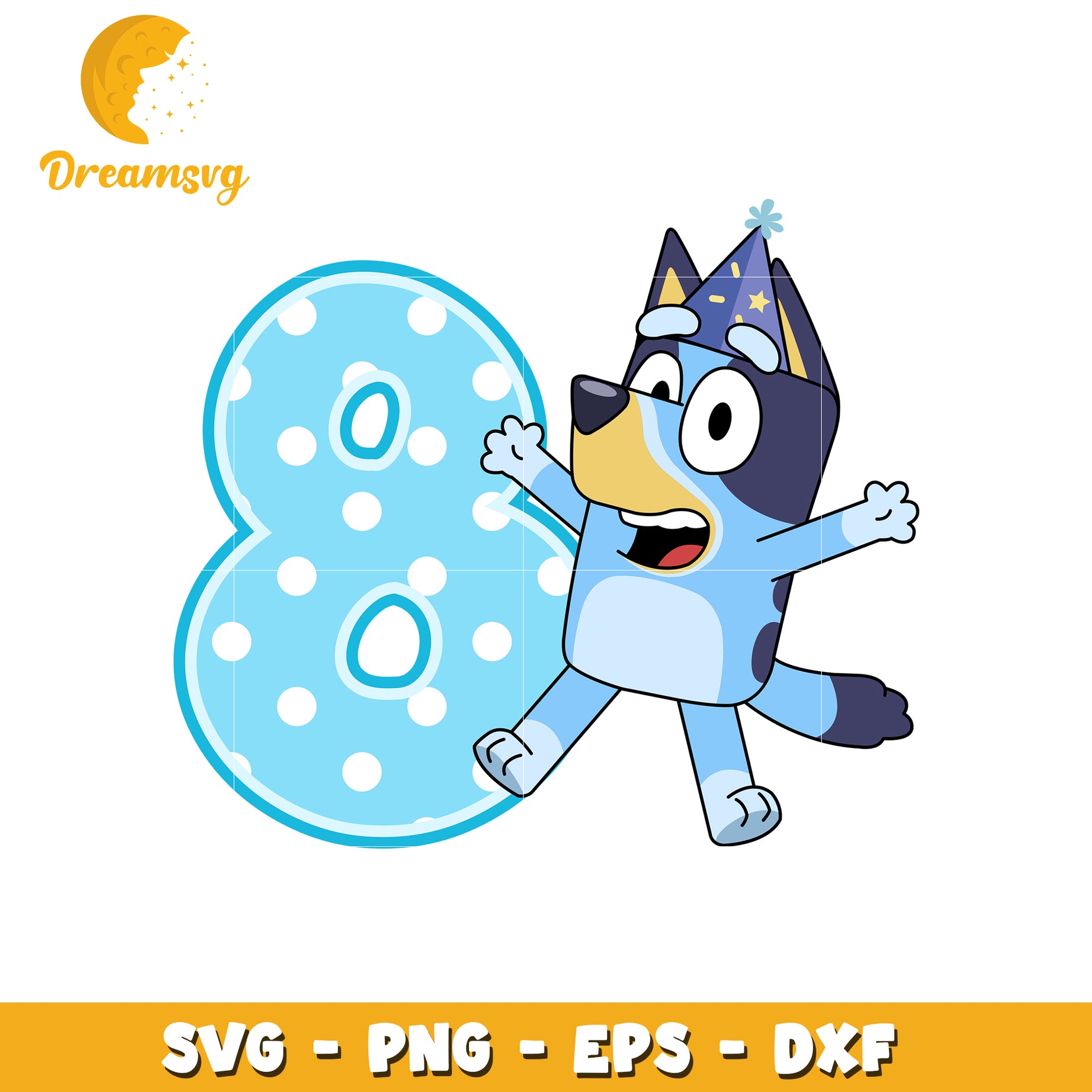 Bluey Number 8 Birthday SVG Cut File