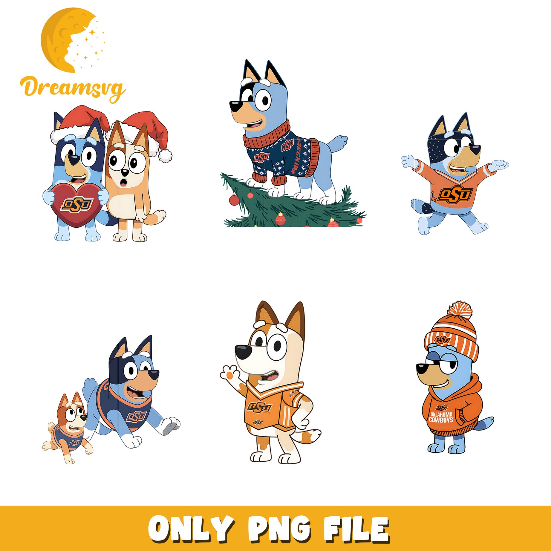 Bluey and Bingo dog bundle png, Oklahoma State Cowboys png, ncaa png