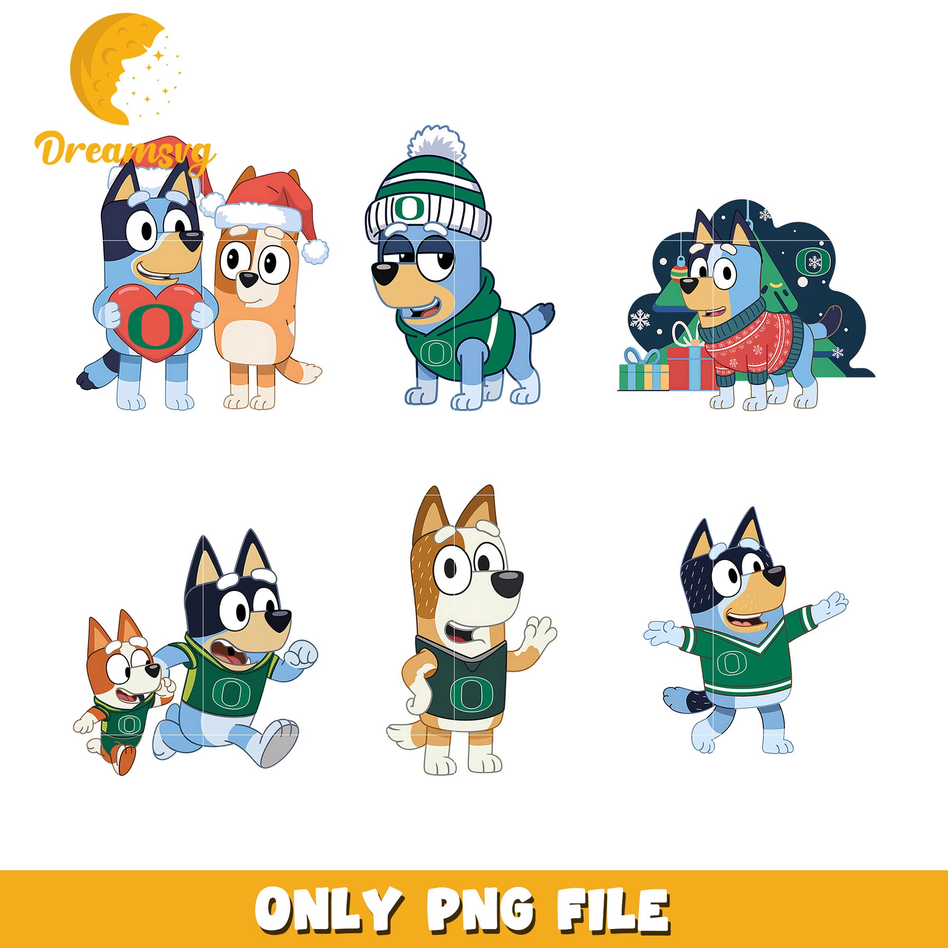 Bluey dog love ncaa team bundle png, Oregon Ducks png, ncaa png