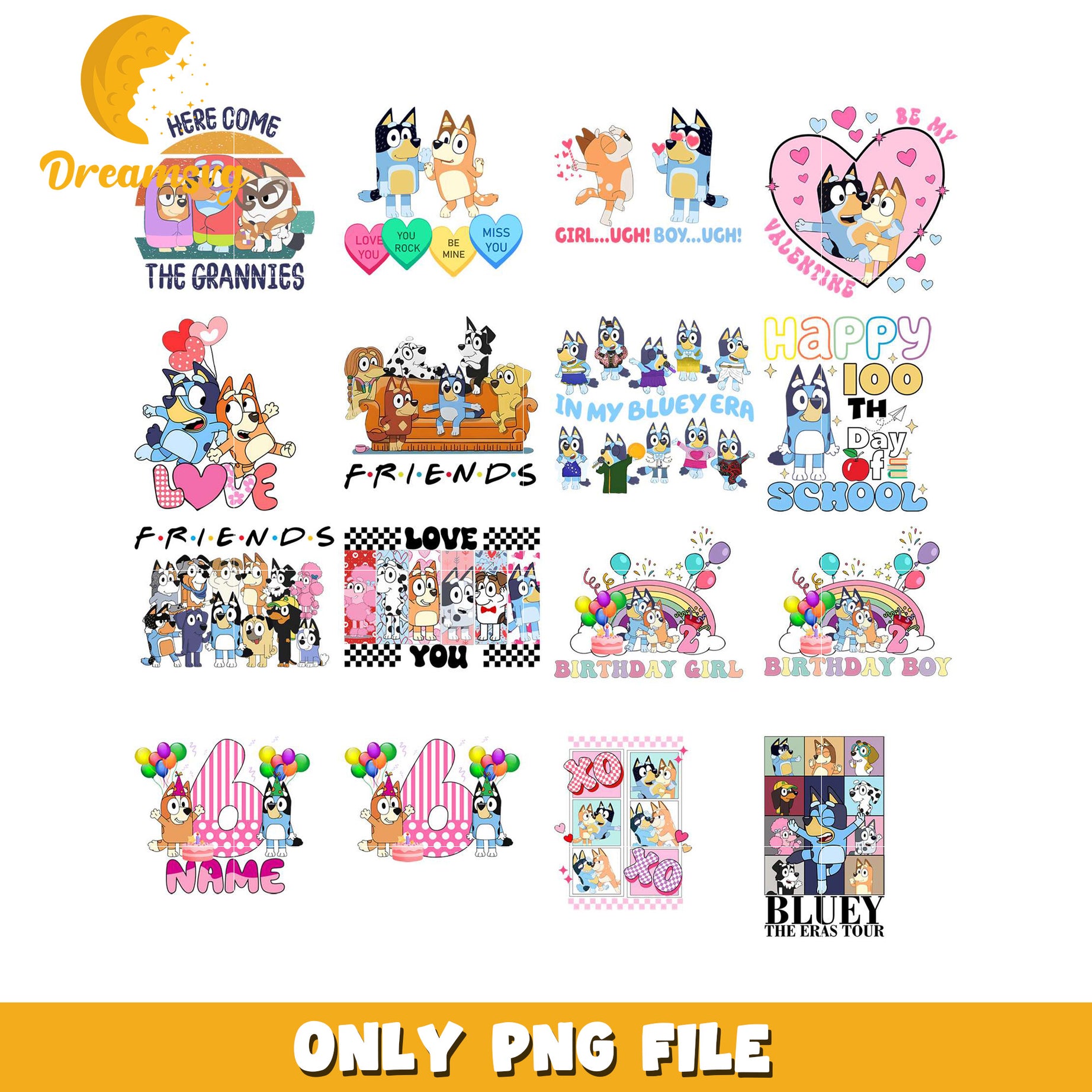 Bluey PNG Bundle Designs for Parties & More