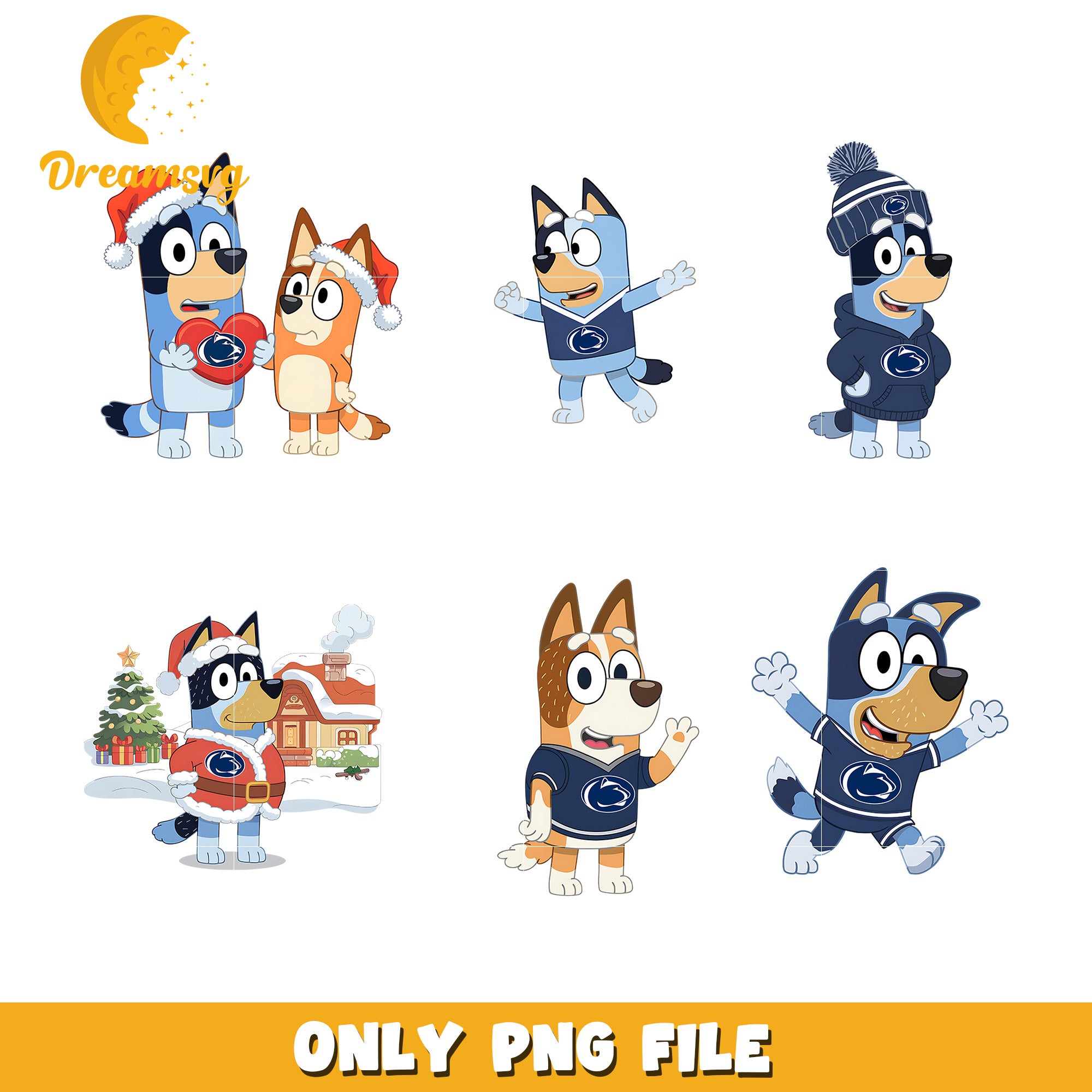Bluey Bluey christmas design bundle png, Penn State Nittany Lions png