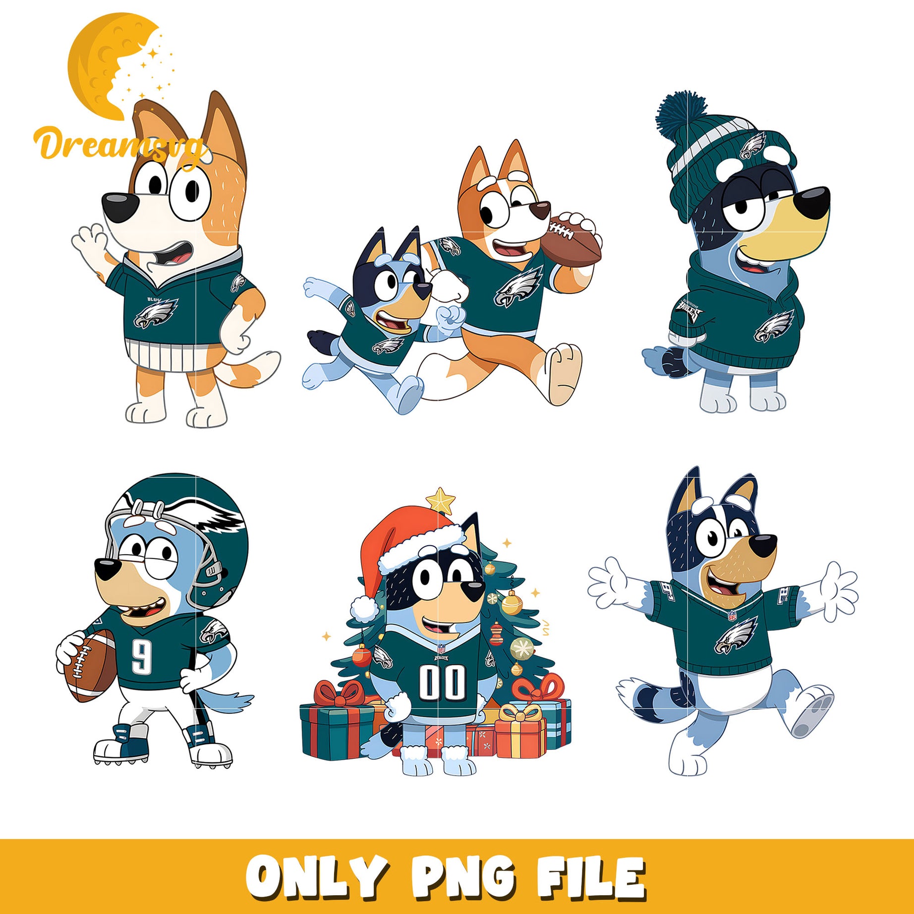 Bluey bingo ncaa fan bundle png, Philadelphia Eagles png, nfl png