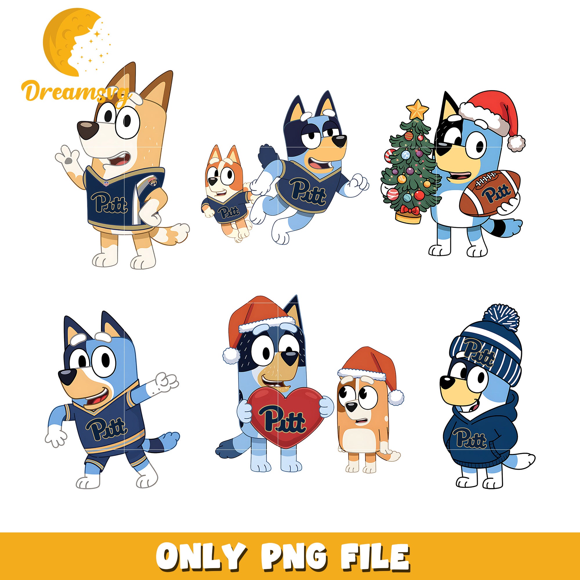 Bingo characters on christmas bundle png, Pittsburgh Panthers png