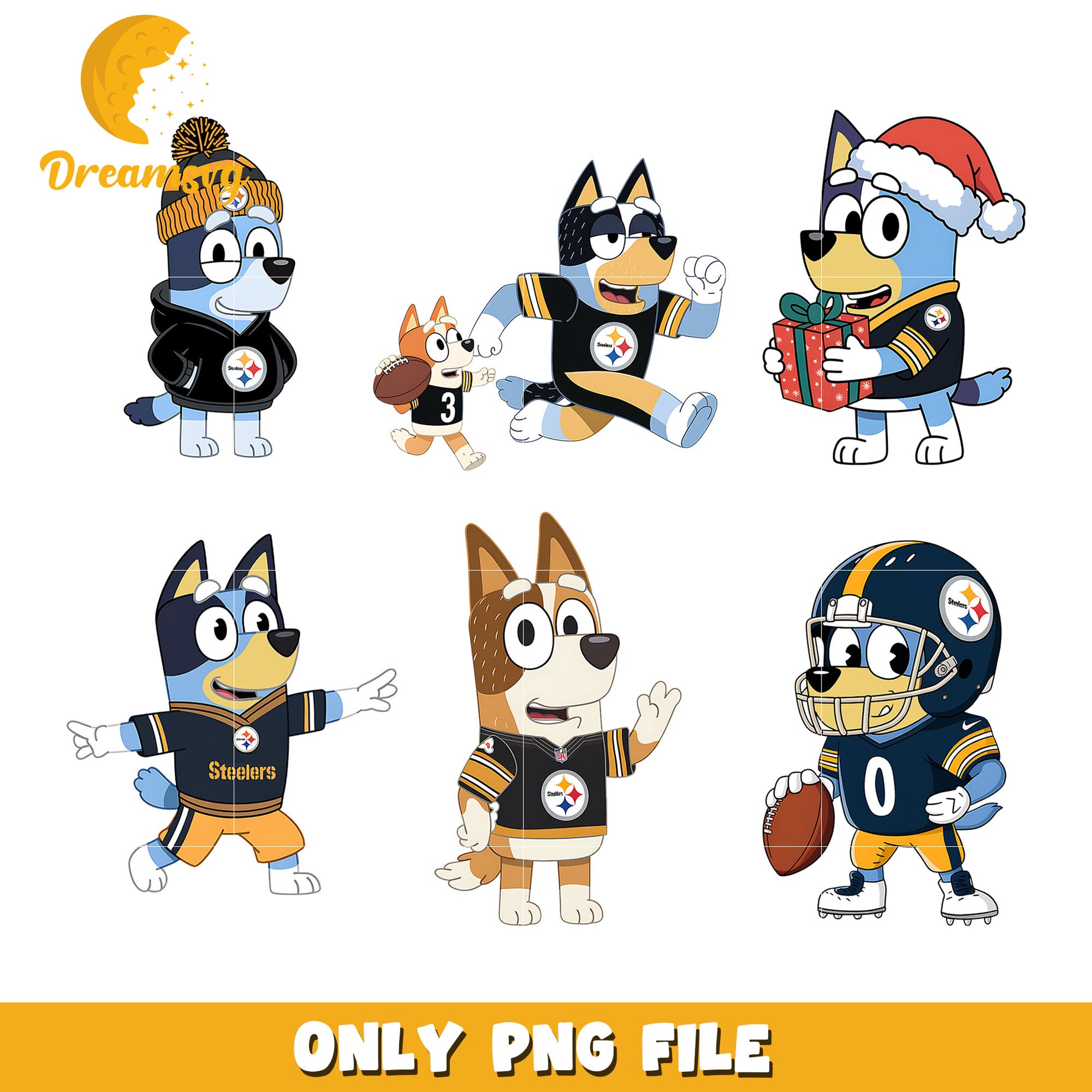 Bluey bingo cartoon bundle png, Pittsburgh Steelers png, nfl png