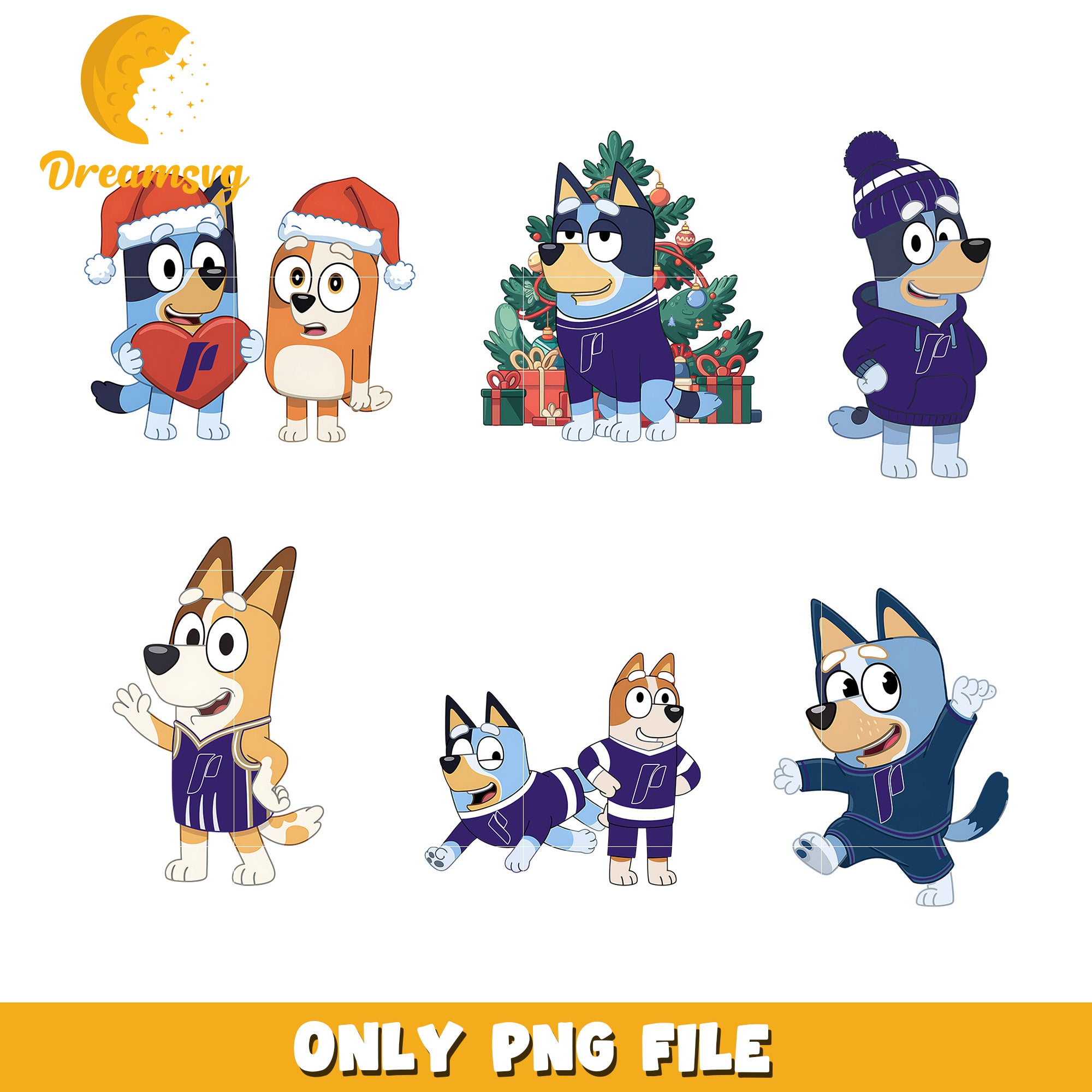 Bingo and Bluey and ncaa on christmas bundle png, Portland Pilots png