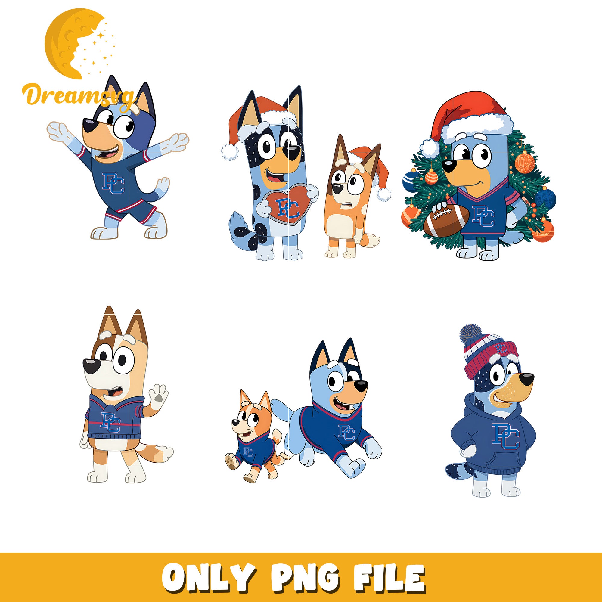 Bingo and Bluey love ncaa bundle png, Presbyterian Blue Hose png