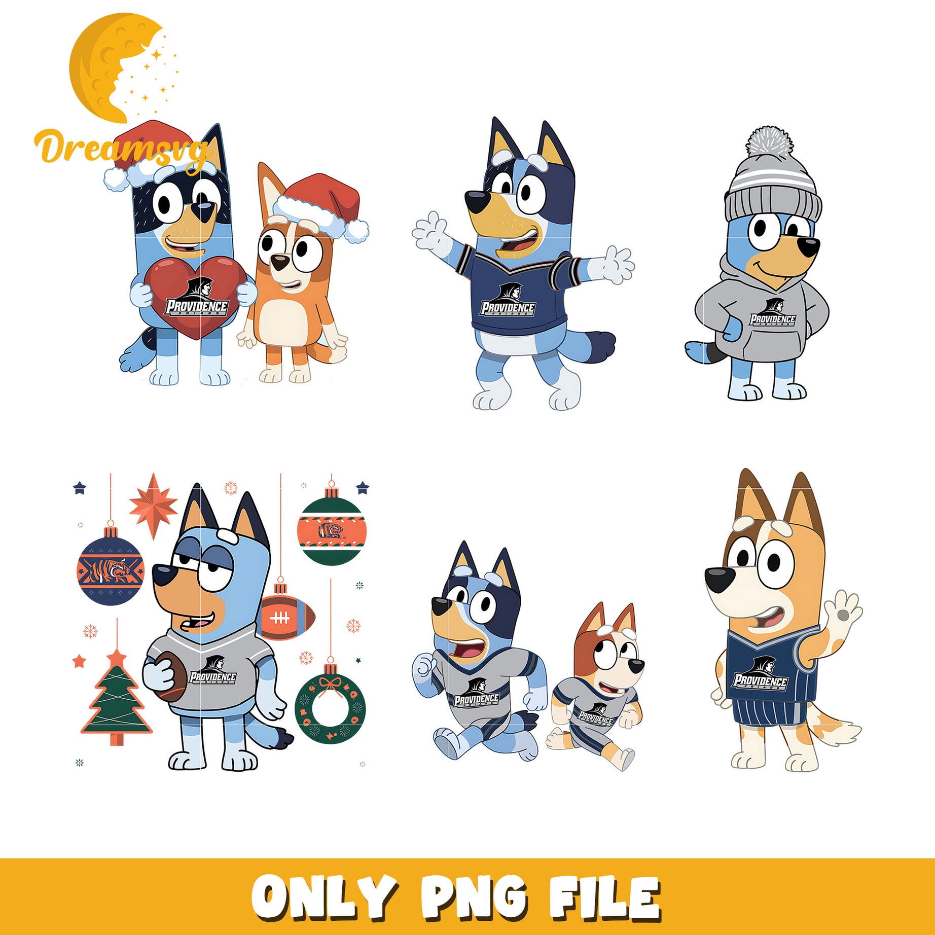 Bingo and Bluey on winter bundle png, Providence Friars png, ncaa png