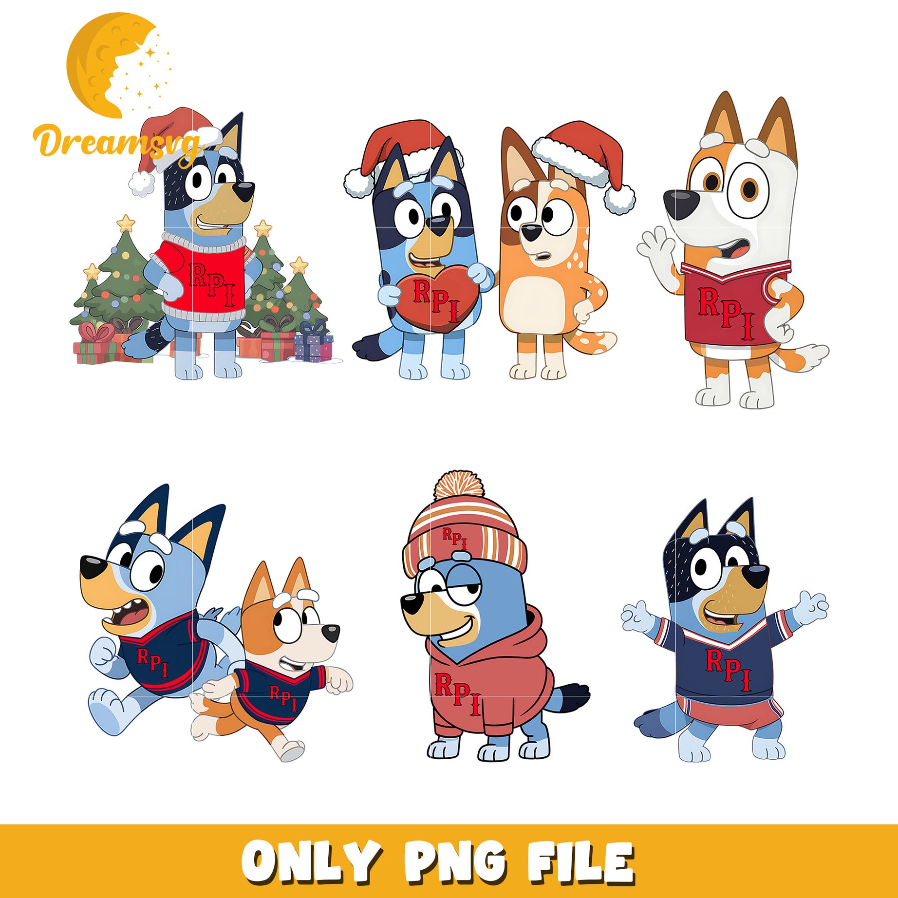 Bluey Bingo ncaa christmas bundle png, RPI Engineers png