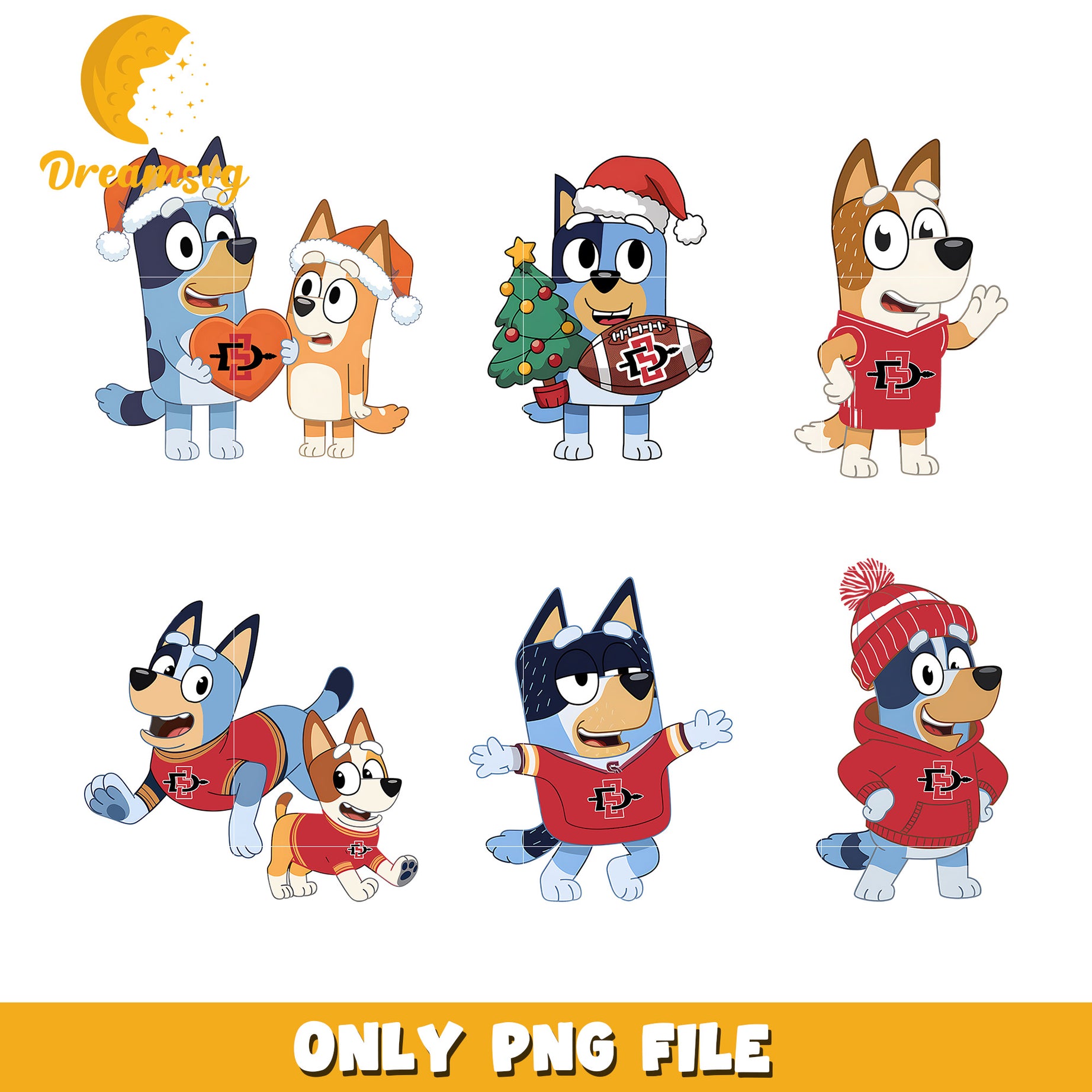 Bingo Bluey merry christmas bundle png, San Diego State Aztecs png