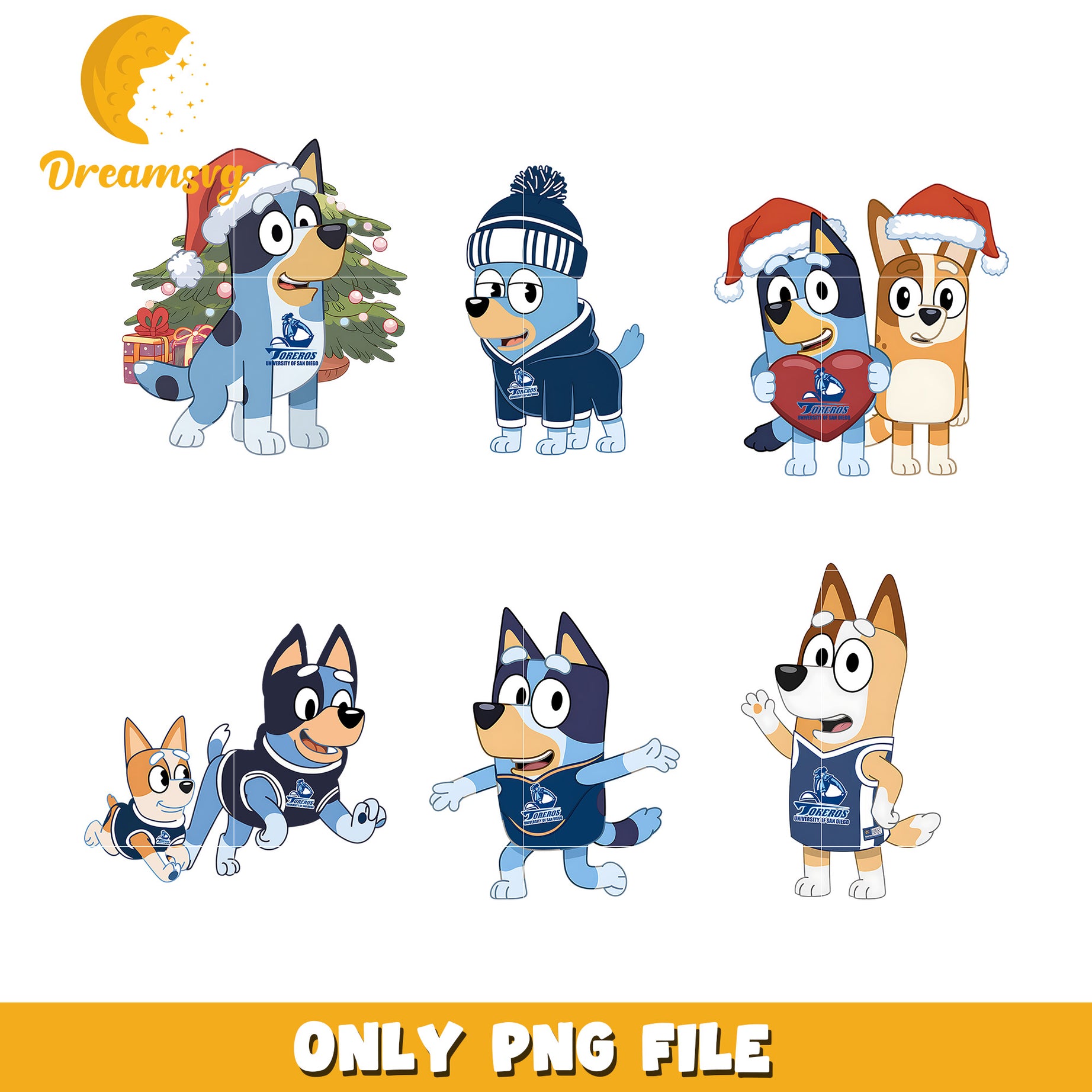 Bingo Bluey on christmas day bundle png, San Diego Toreros png