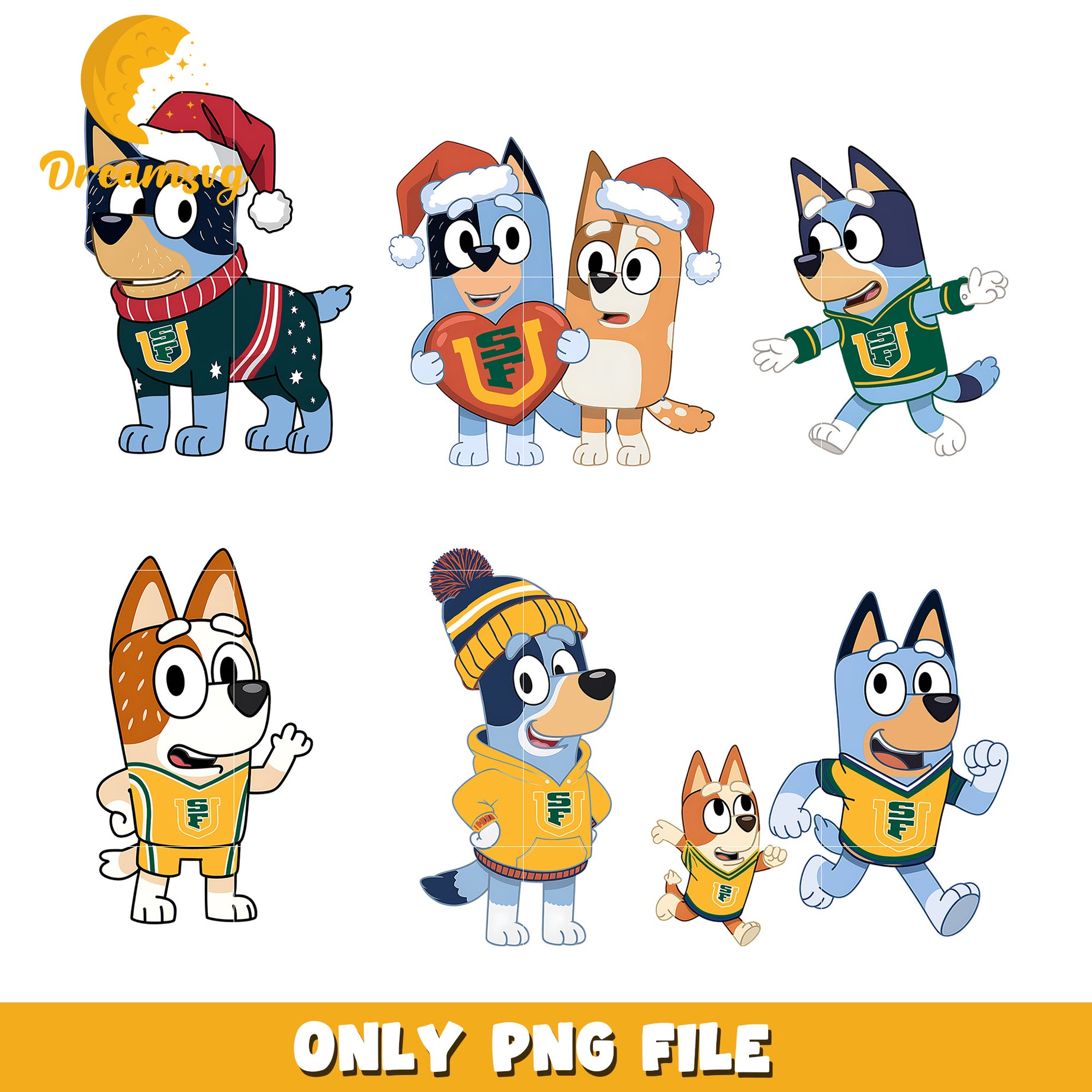 Bingo Bluey and ncaa team bundle png, San Francisco Dons png