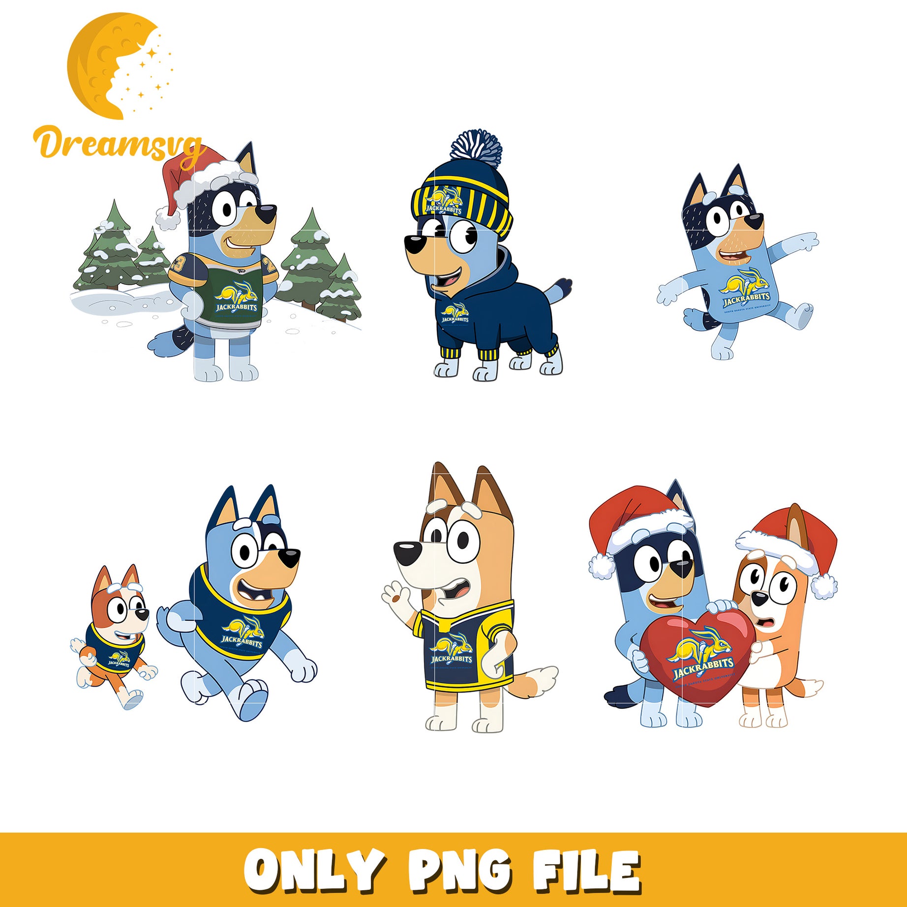 Bluey cartoon characters bundle png, South Dakota State Jackrabbits png