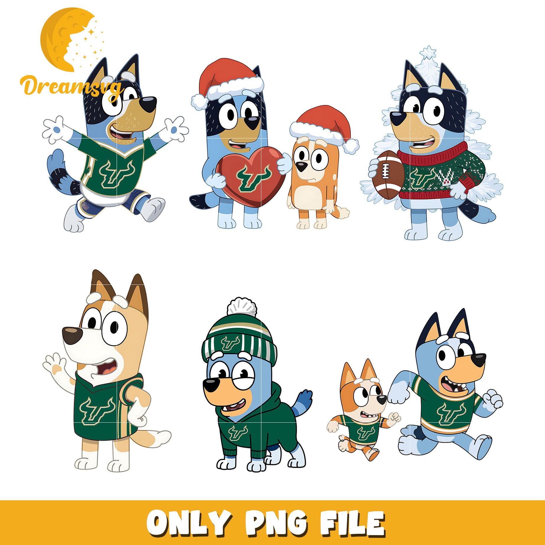 Bingo Bluey christmas bundle png, South Florida Bulls png