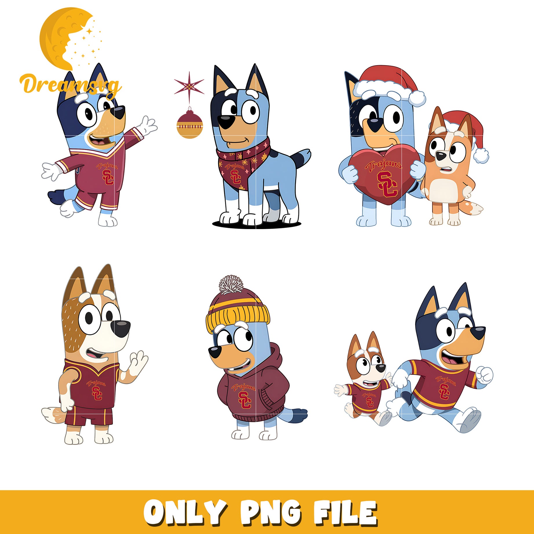 Bluey Bingo bundle png, Southern California Trojans png