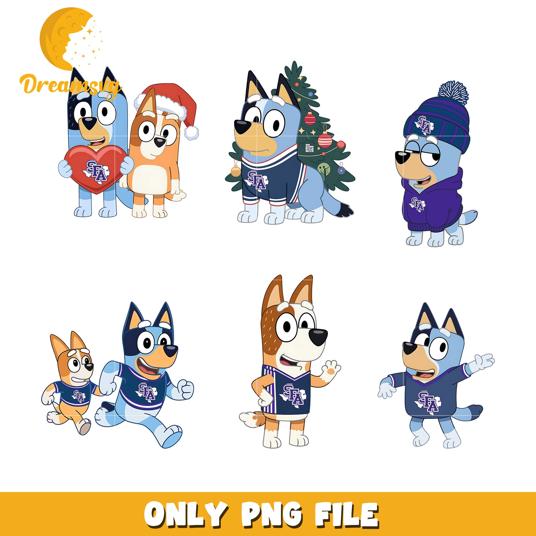 Bluey and Bingo christmas day bundle png, Stephen F png, ncaa png