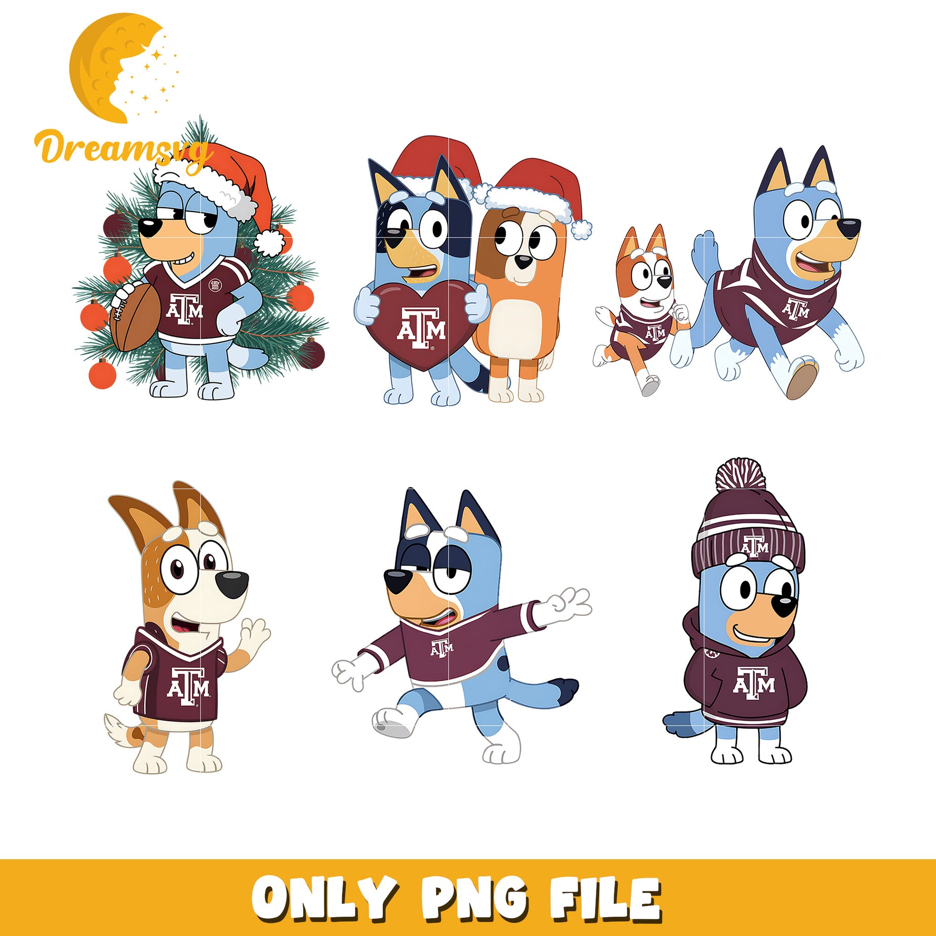 Bluey christmas bundle png, Texas A&M Aggies png, bluey png