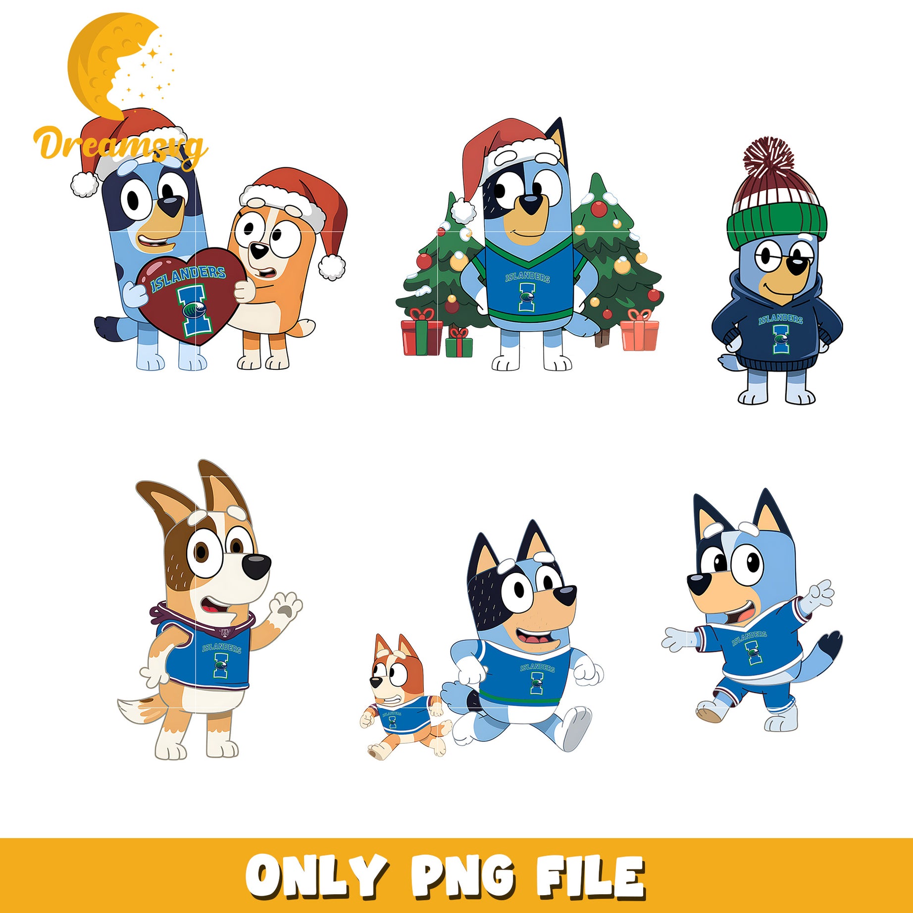 Bluey cartoon bundle png, Texas A&M CC Islanders png, christmas png