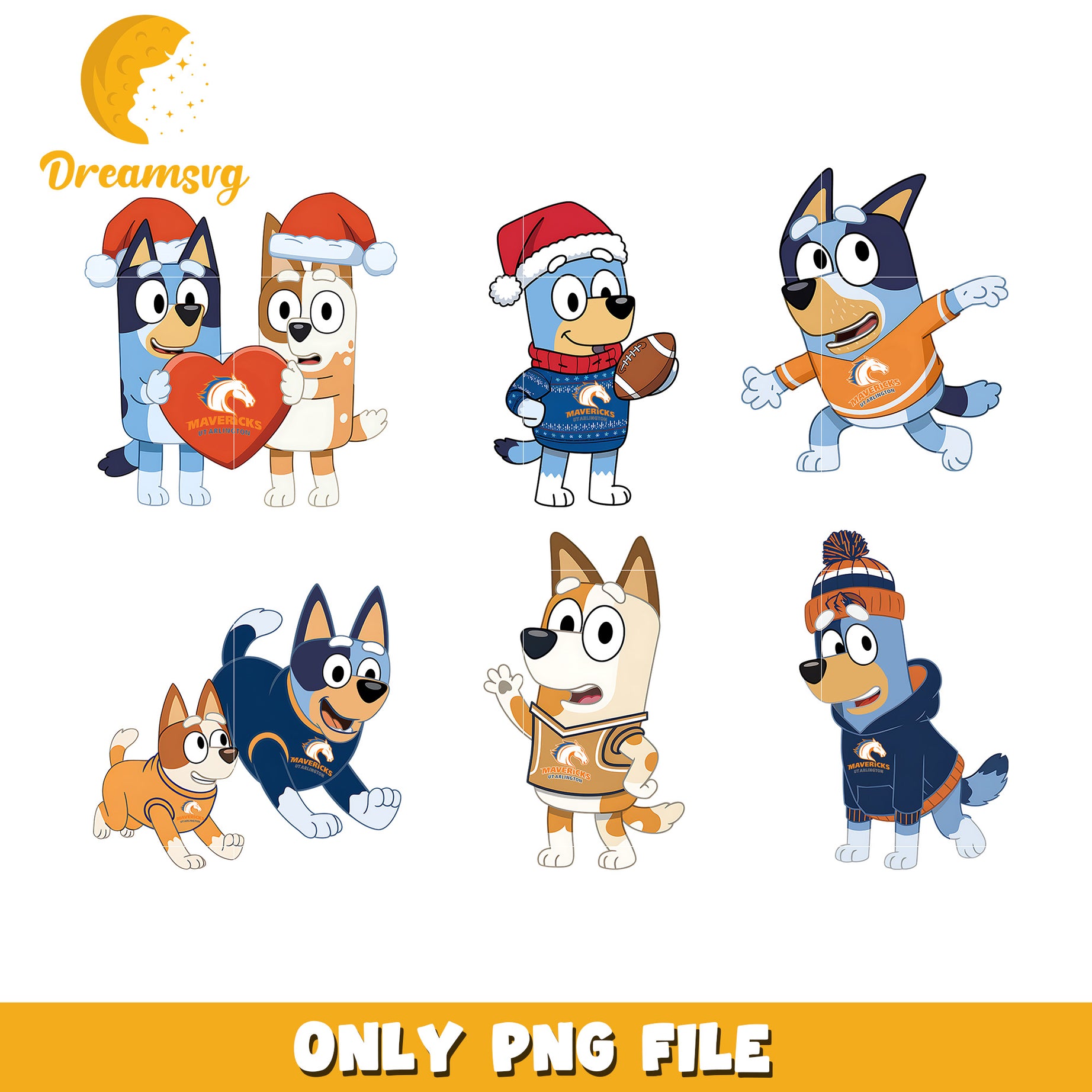 Bluey and friend bundle png, Texas Arlington Mavericks png, bluey png