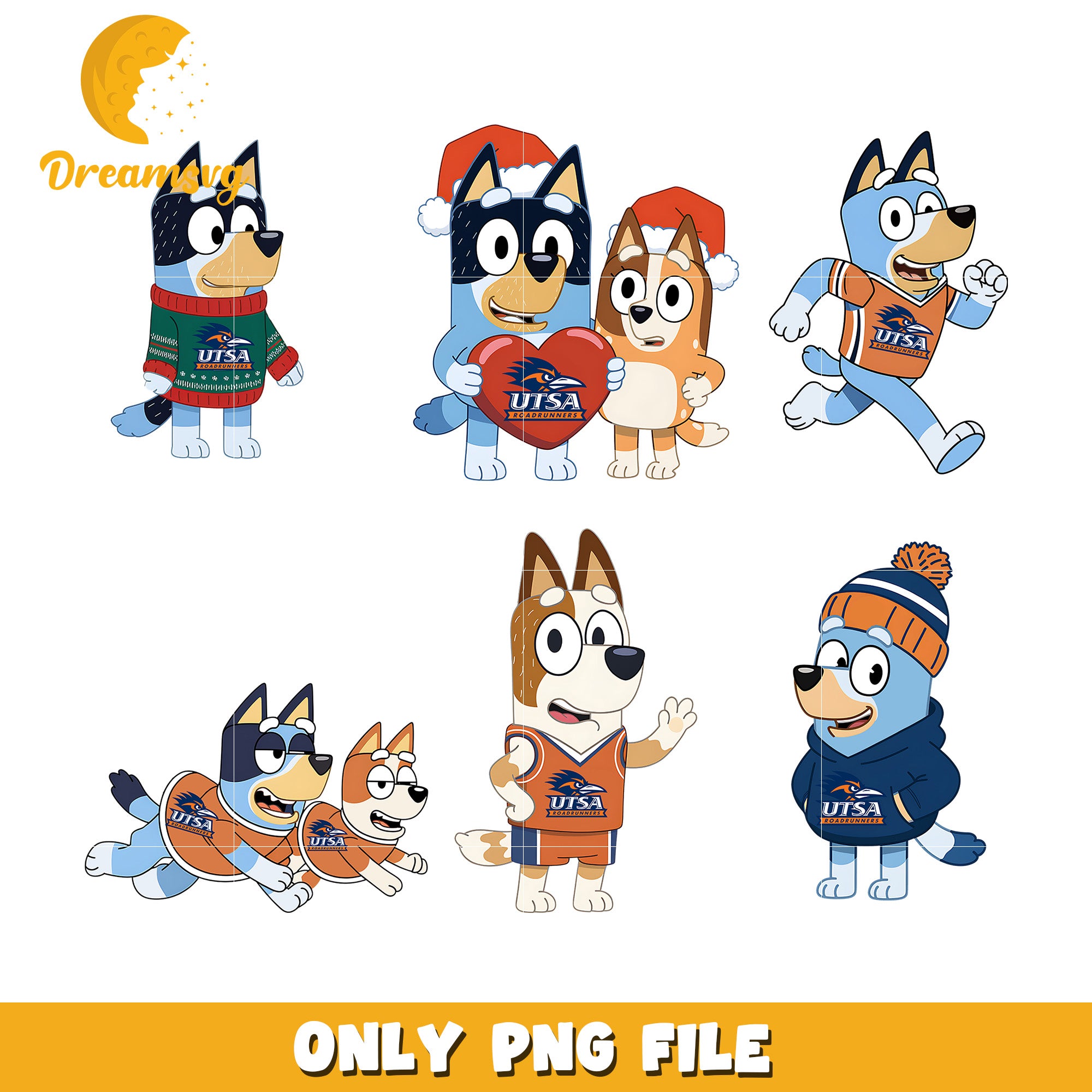 Bluey christmas bundle png, Texas SA Roadrunners png, ncaa png
