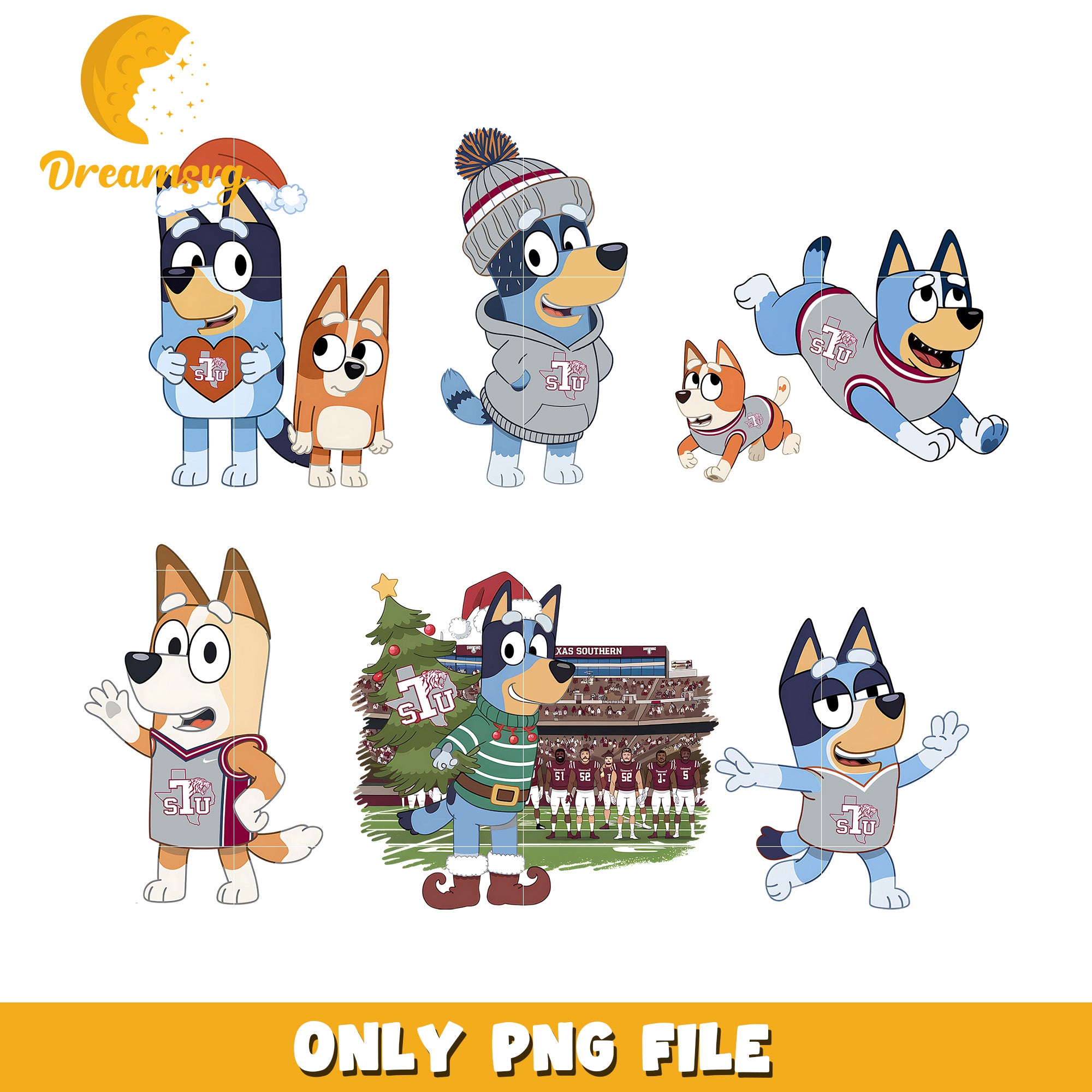 Bluey cartoon  bundle png, Texas Southern Tigers png, ncaa png