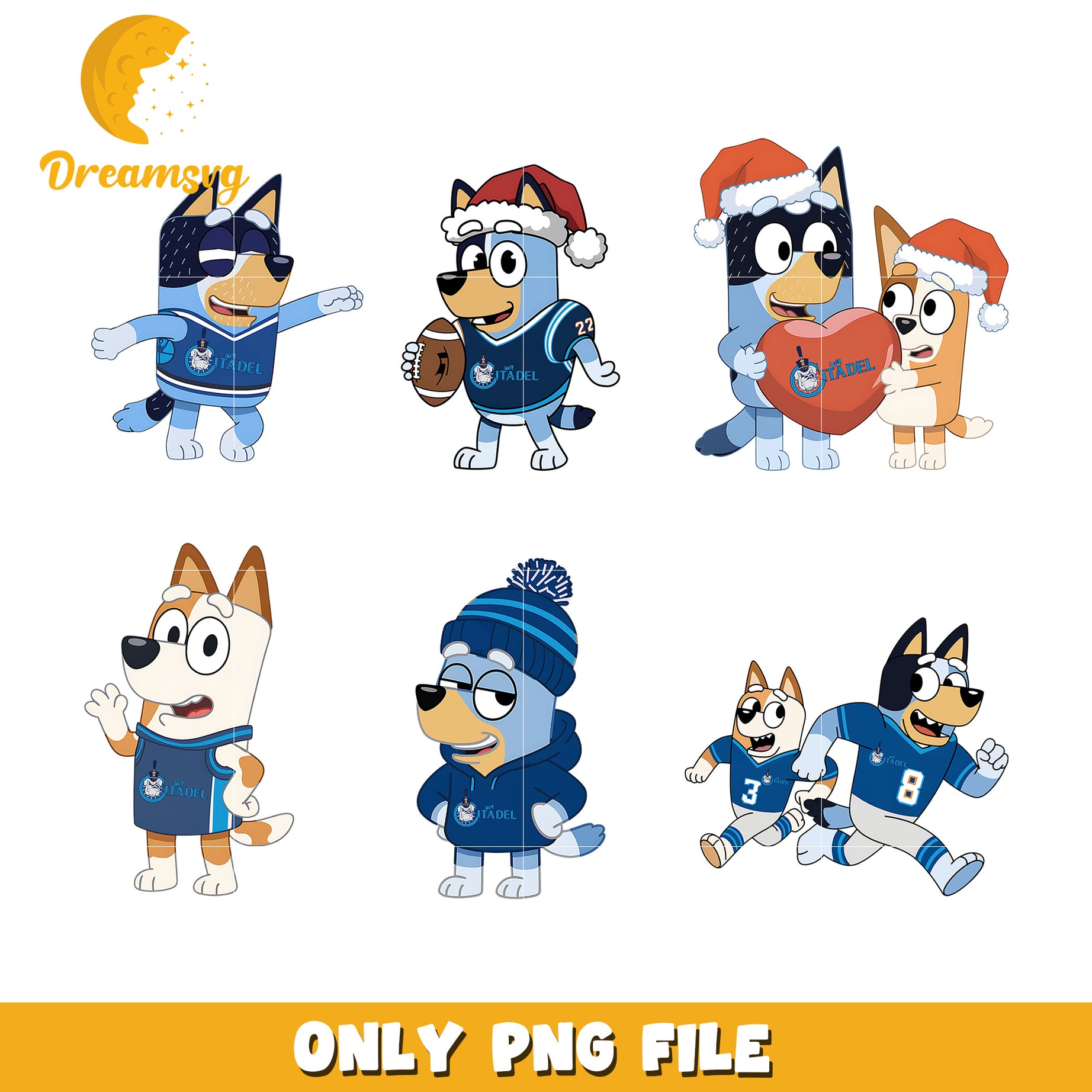 Bingo Bluey cartoon bundle png, The Citadel Bulldogs png